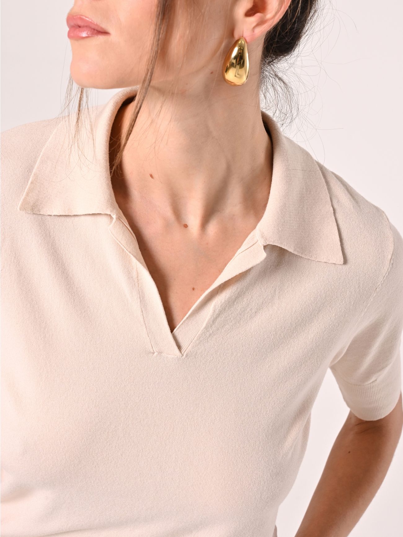Polo en maille beige clair in_i5