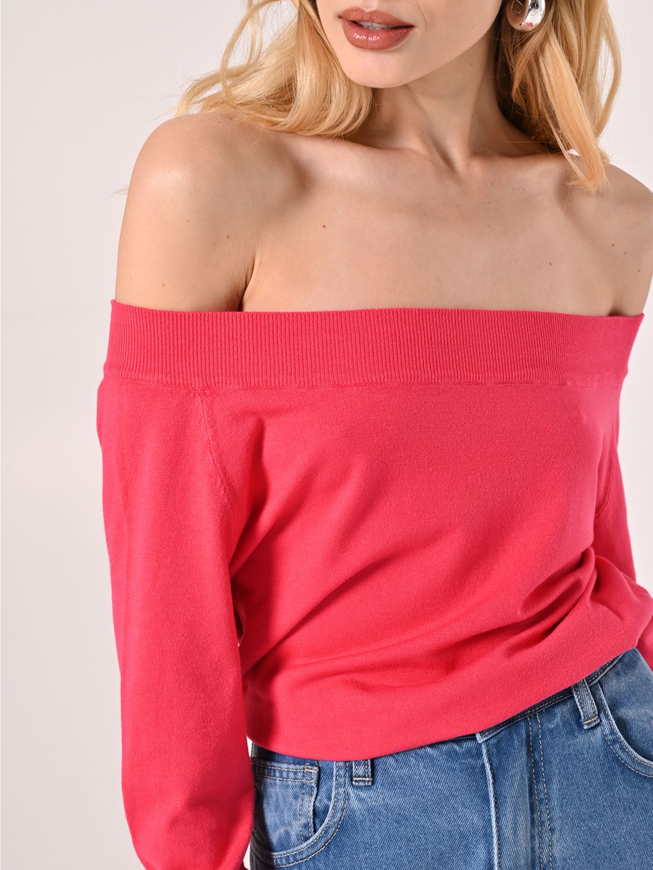Pull fuchsia à épaule dénudée in_i5