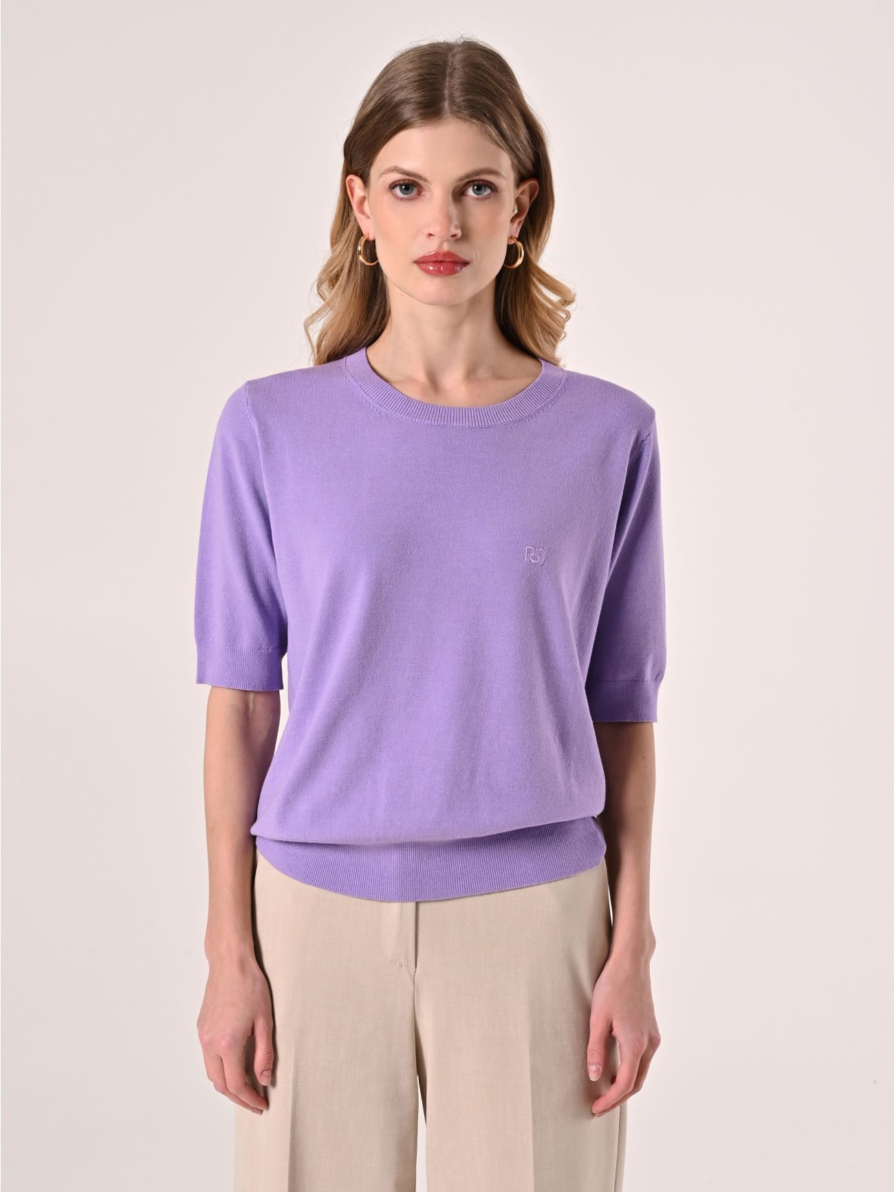 Lilac Short-Sleeved Boatneck Jumper det_2