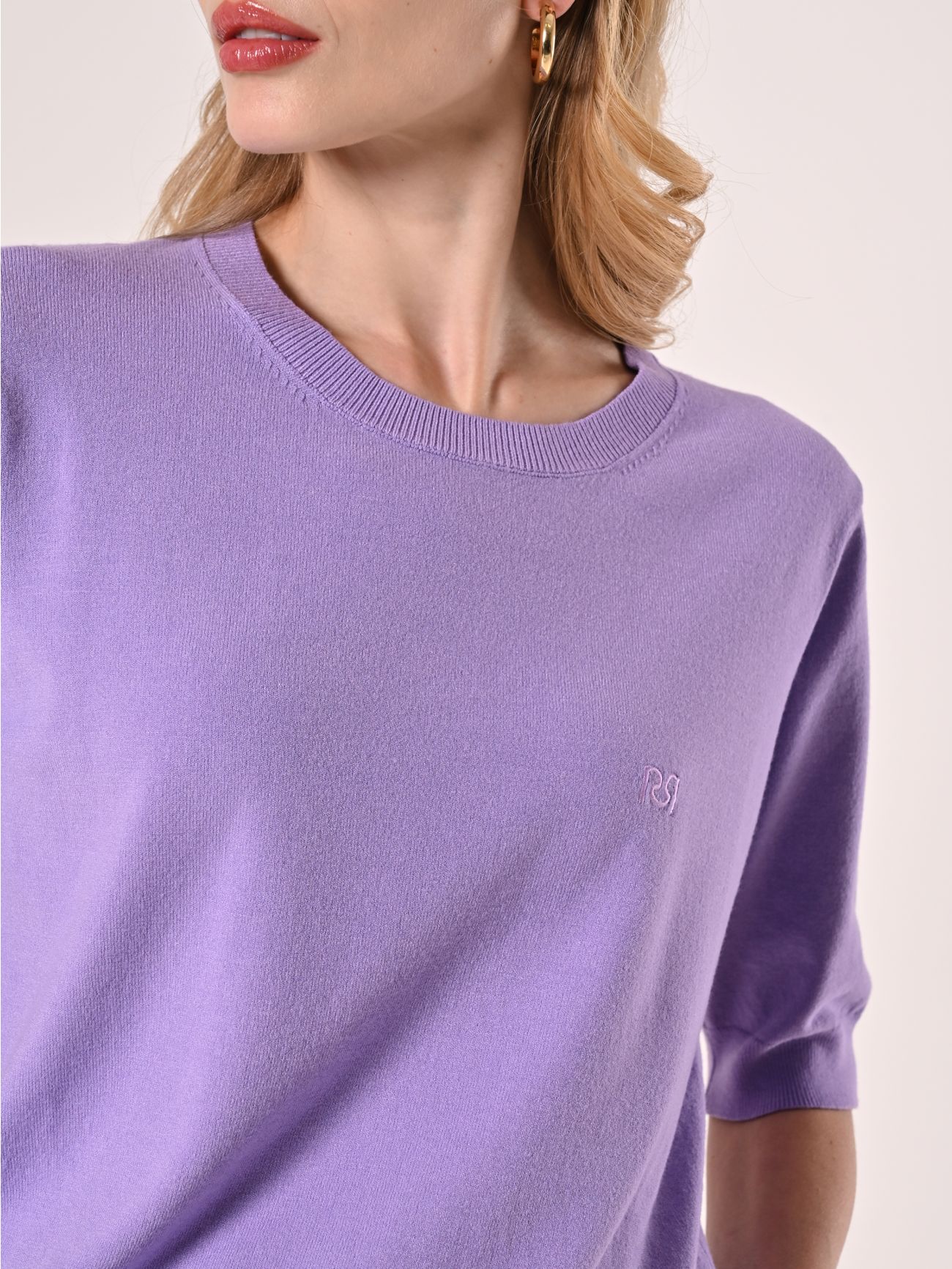 Lilac Short-Sleeved Boatneck Jumper in_i5
