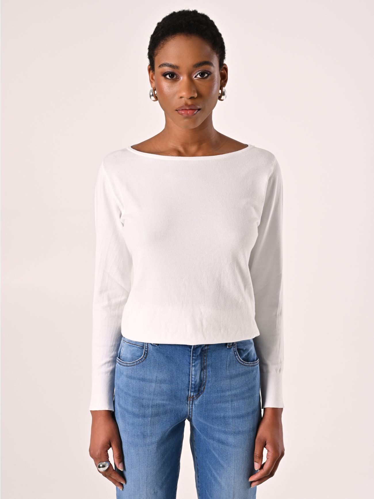 White Boatneck Jumper det_2