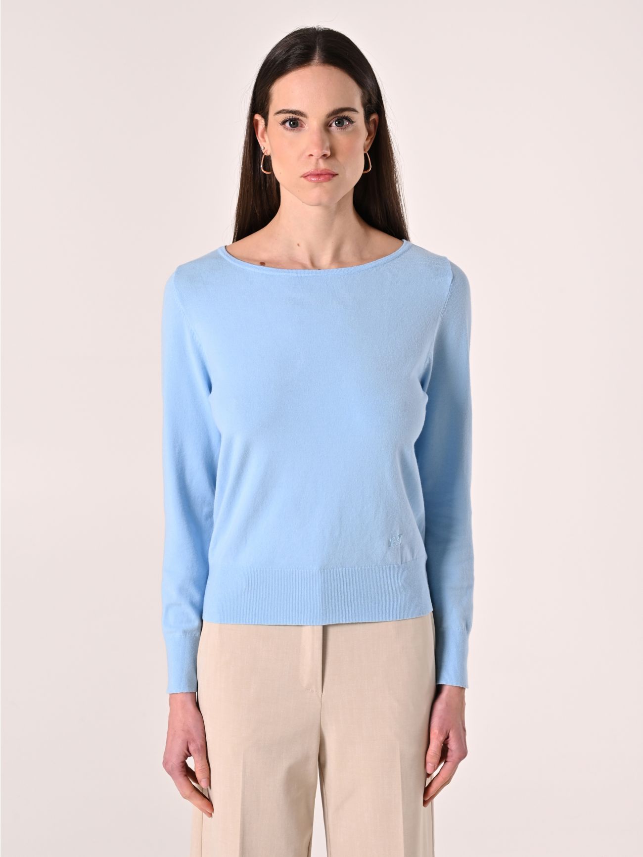 Pull bleu ciel encolure bateau det_2