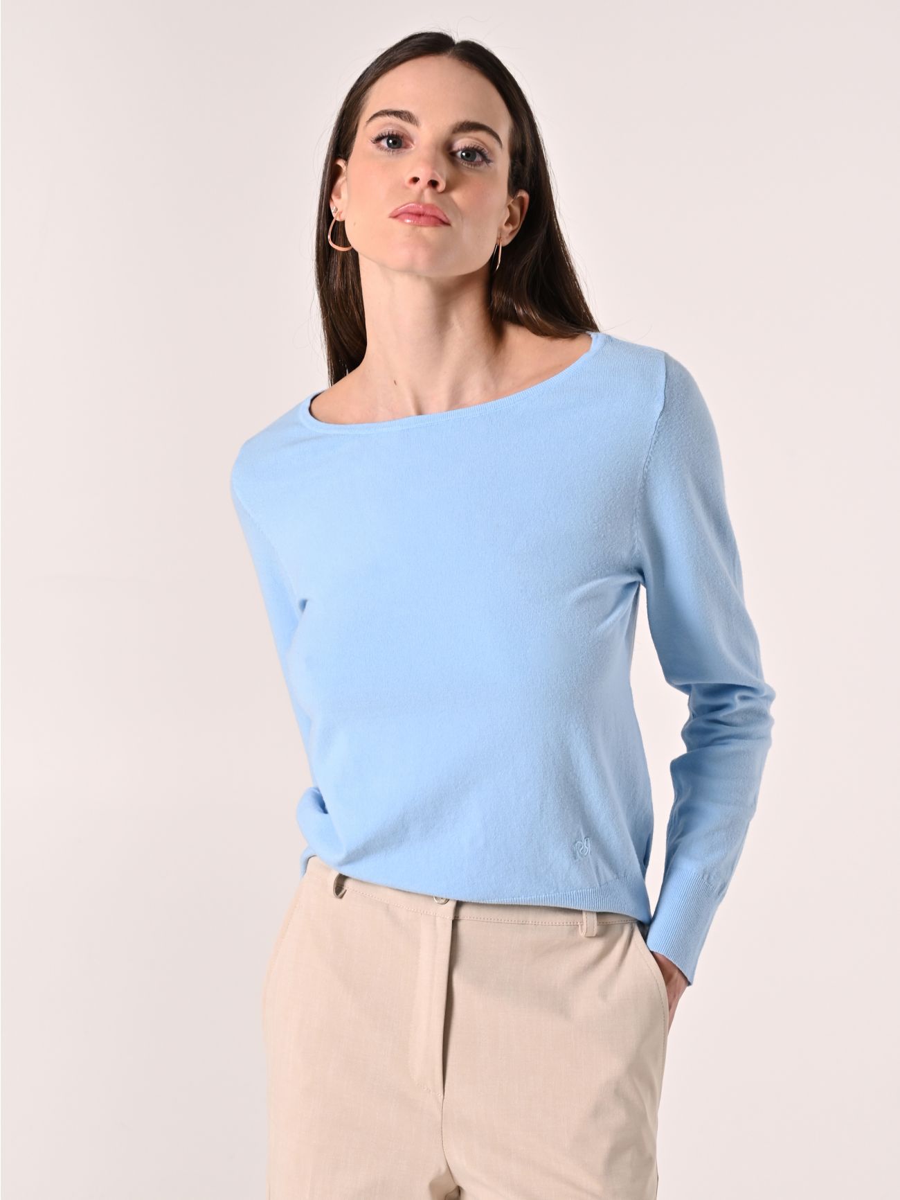 Pull bleu ciel encolure bateau in_i7