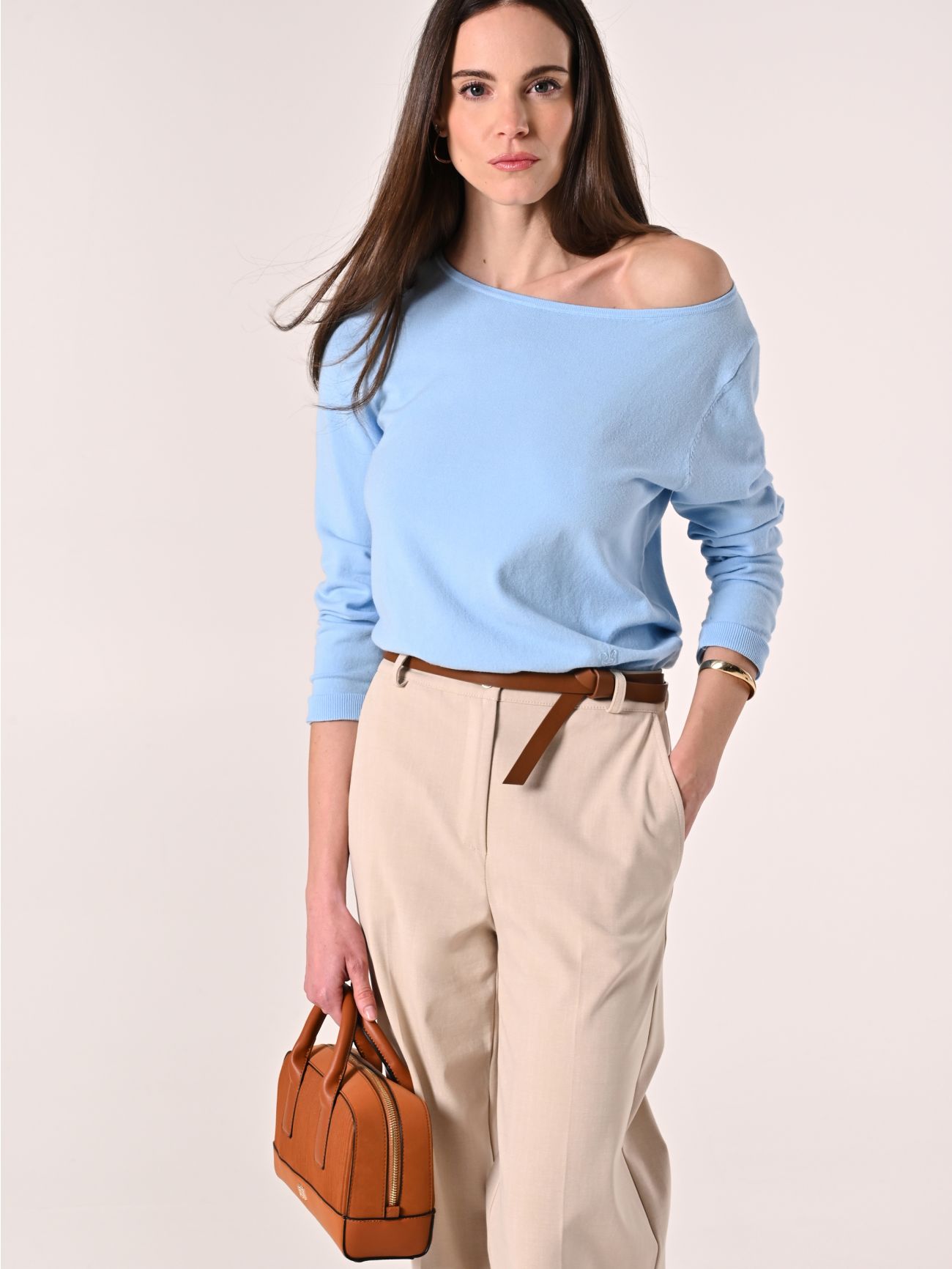 Maglioncino scollo Barchetta Azzurro  Rinascimento
