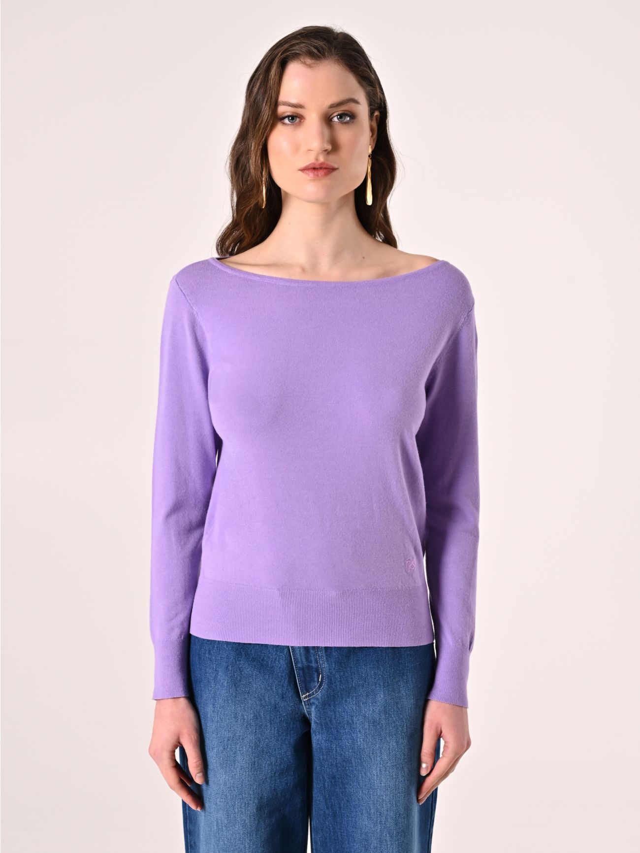 Pull lilas encolure bateau det_2