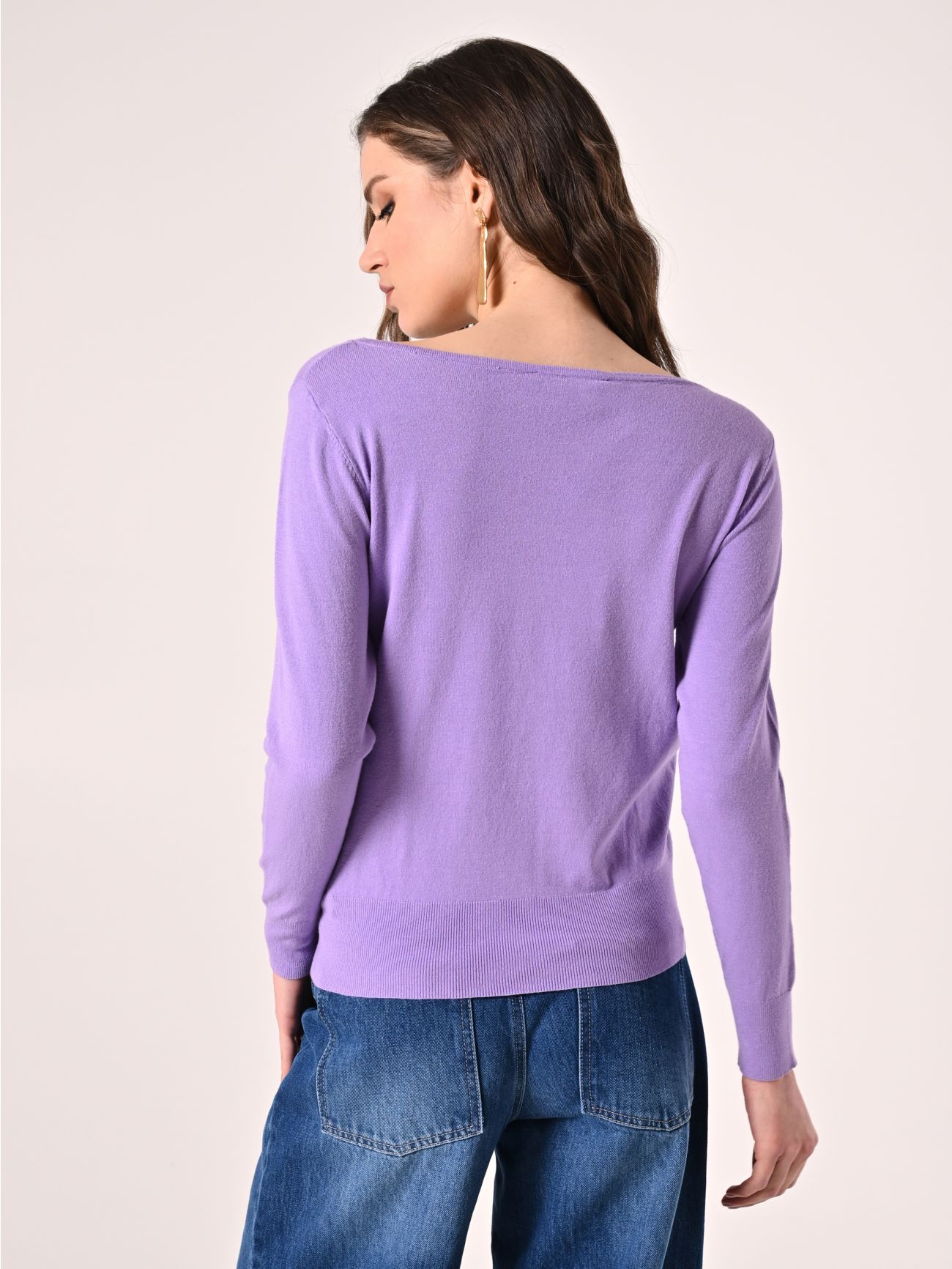 Pull lilas encolure bateau det_3