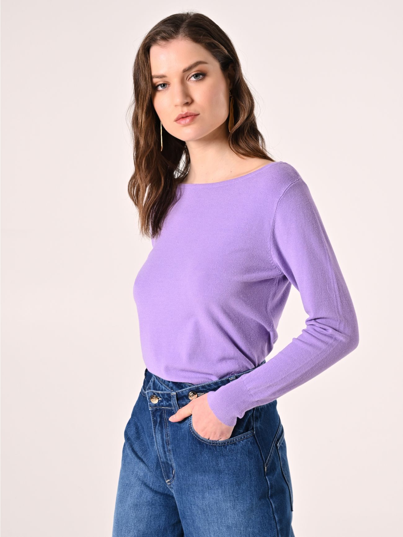 Pull lilas encolure bateau in_i7