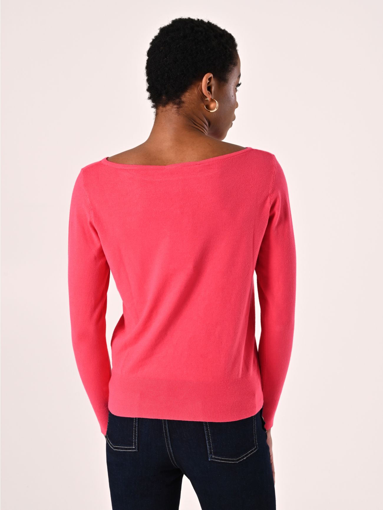 Pull fuchsia encolure bateau det_3
