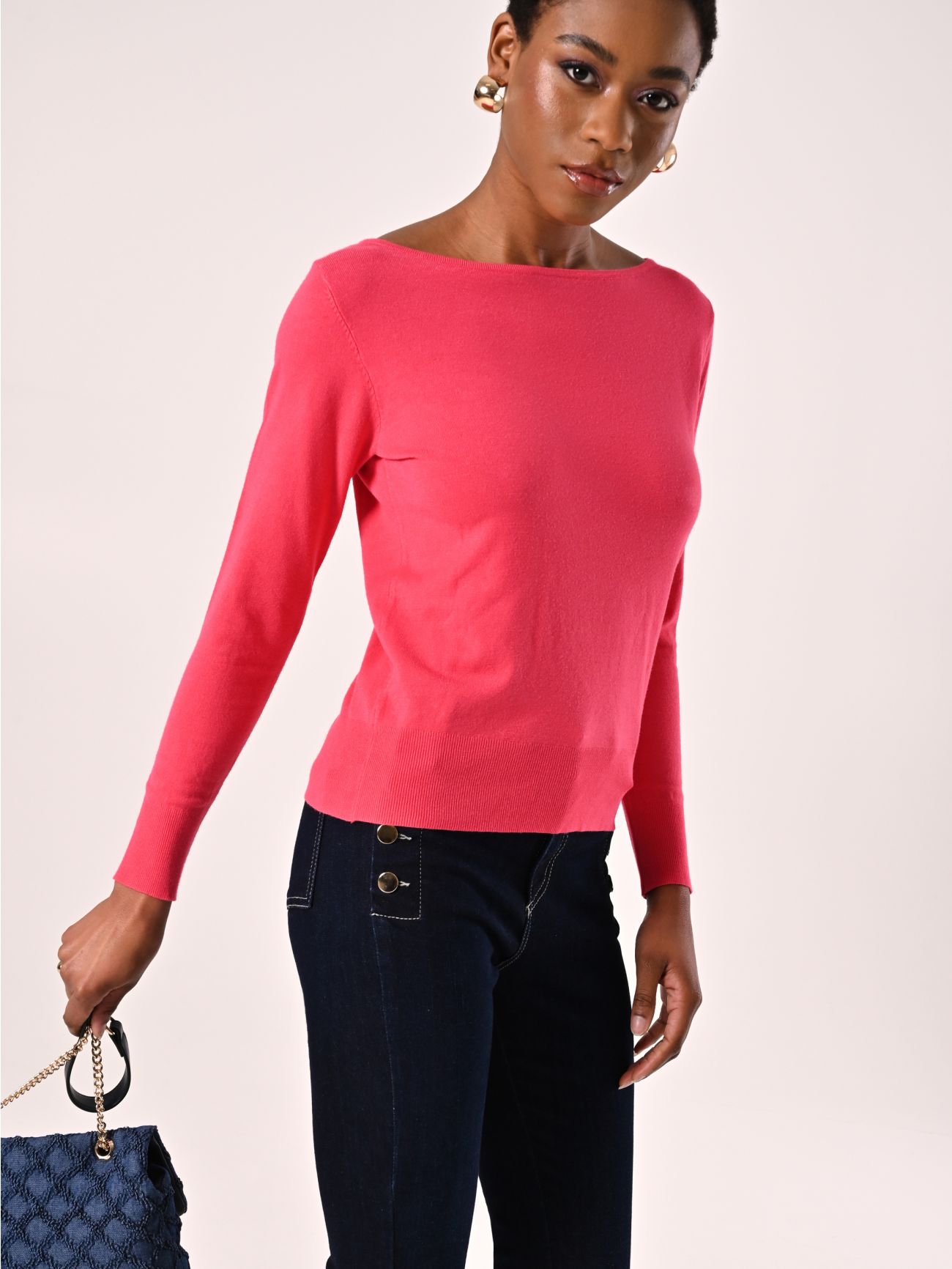 Pull fuchsia encolure bateau sp_e1
