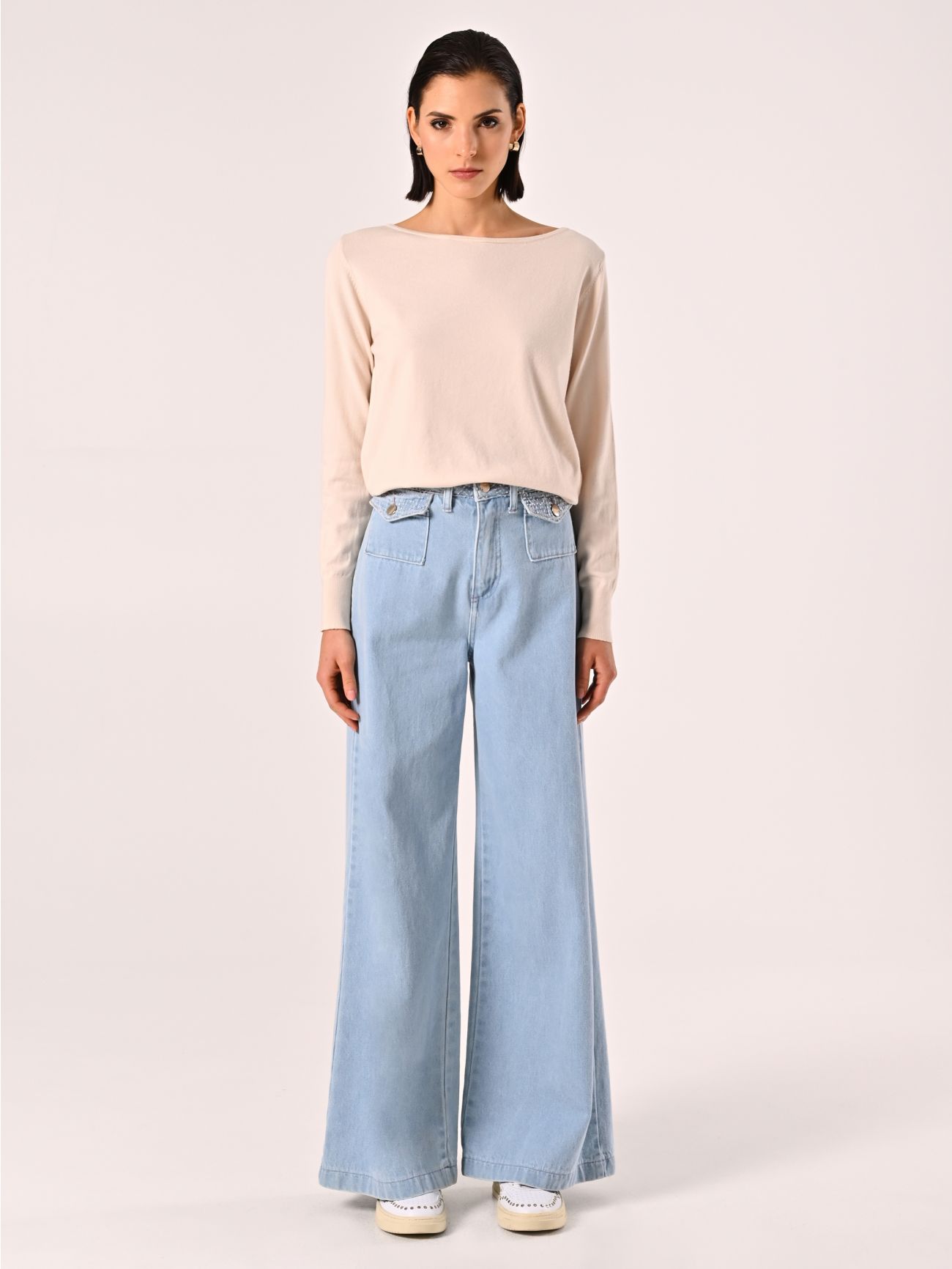Light Beige Boatneck Jumper det_1