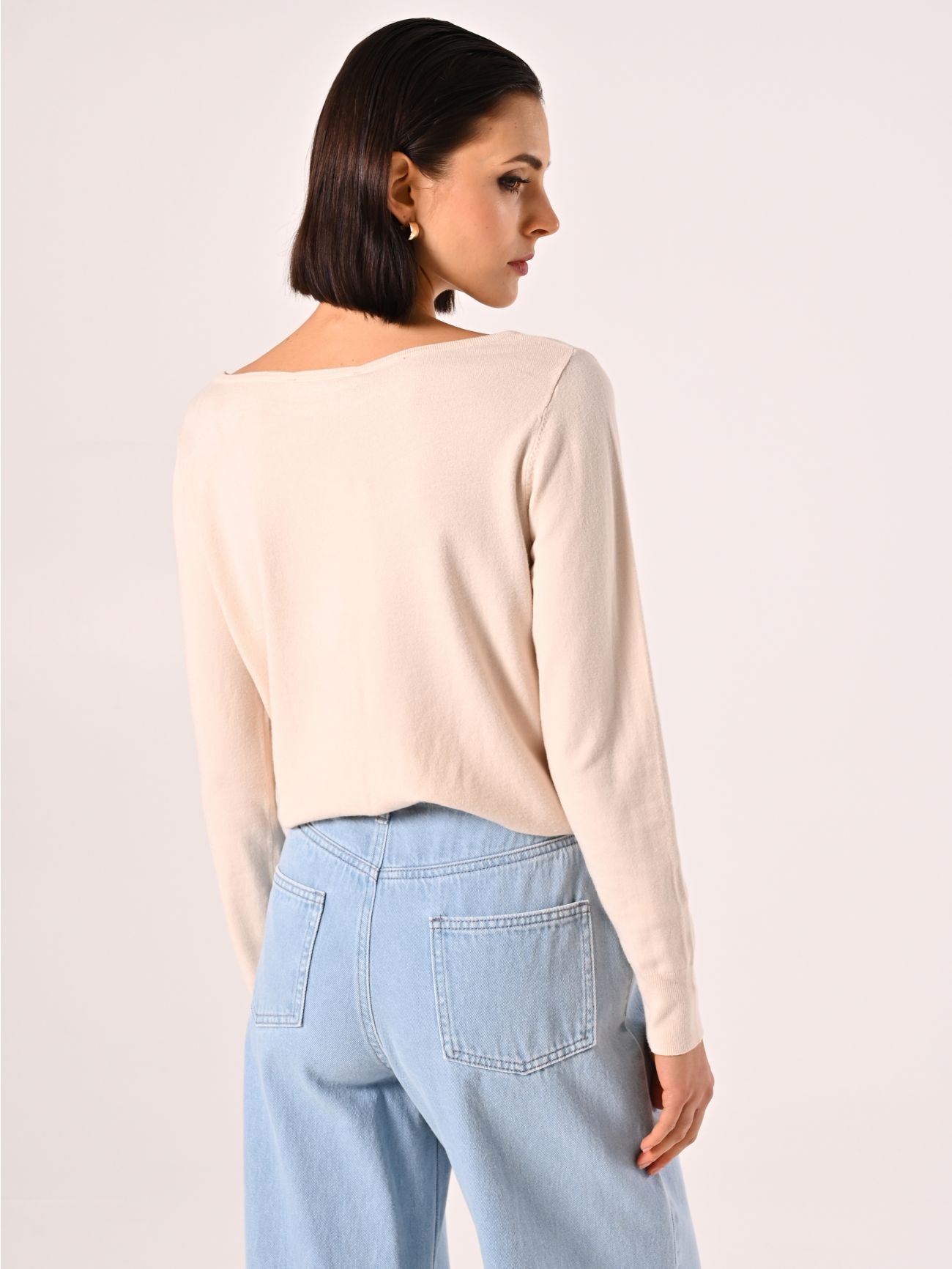 Light Beige Boatneck Jumper det_3