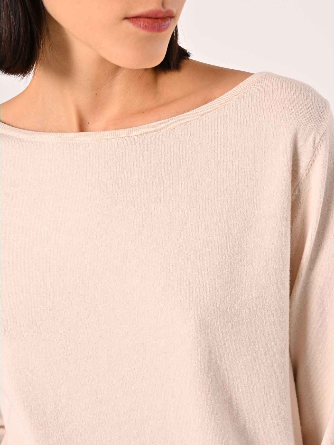 Light Beige Boatneck Jumper in_i5