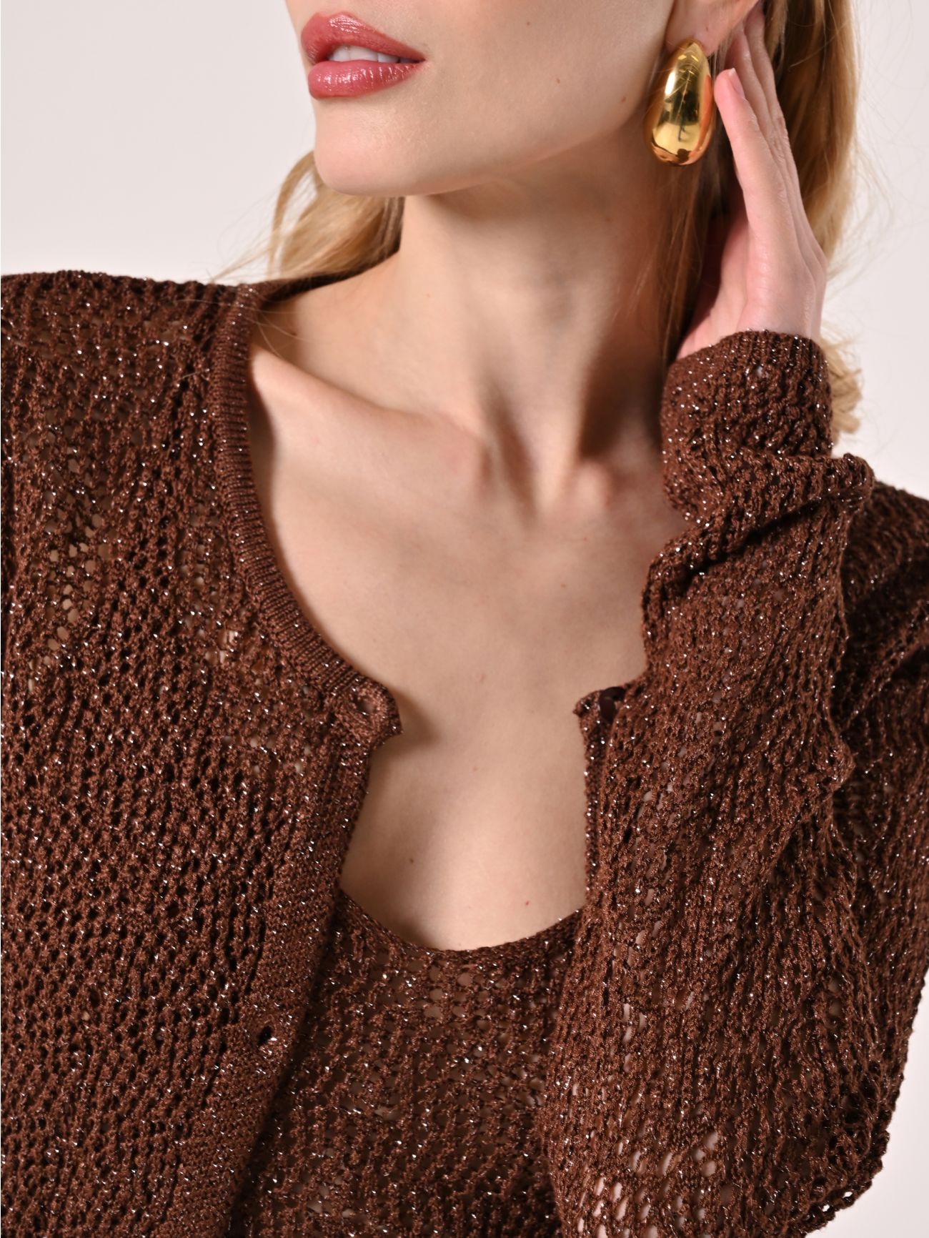 Lurex Knitted Cardigan in_i5