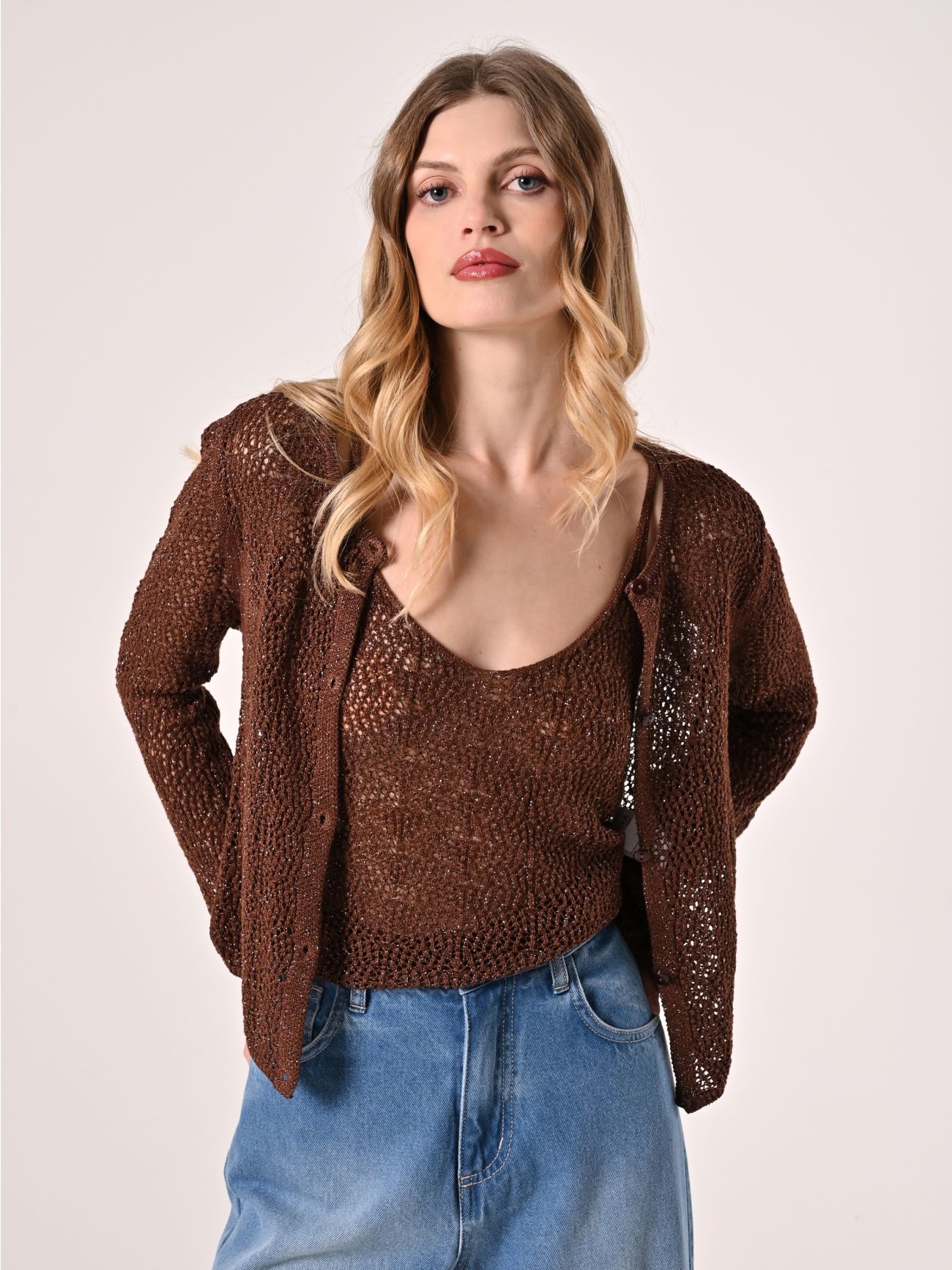Lurex Knitted Cardigan in_i7