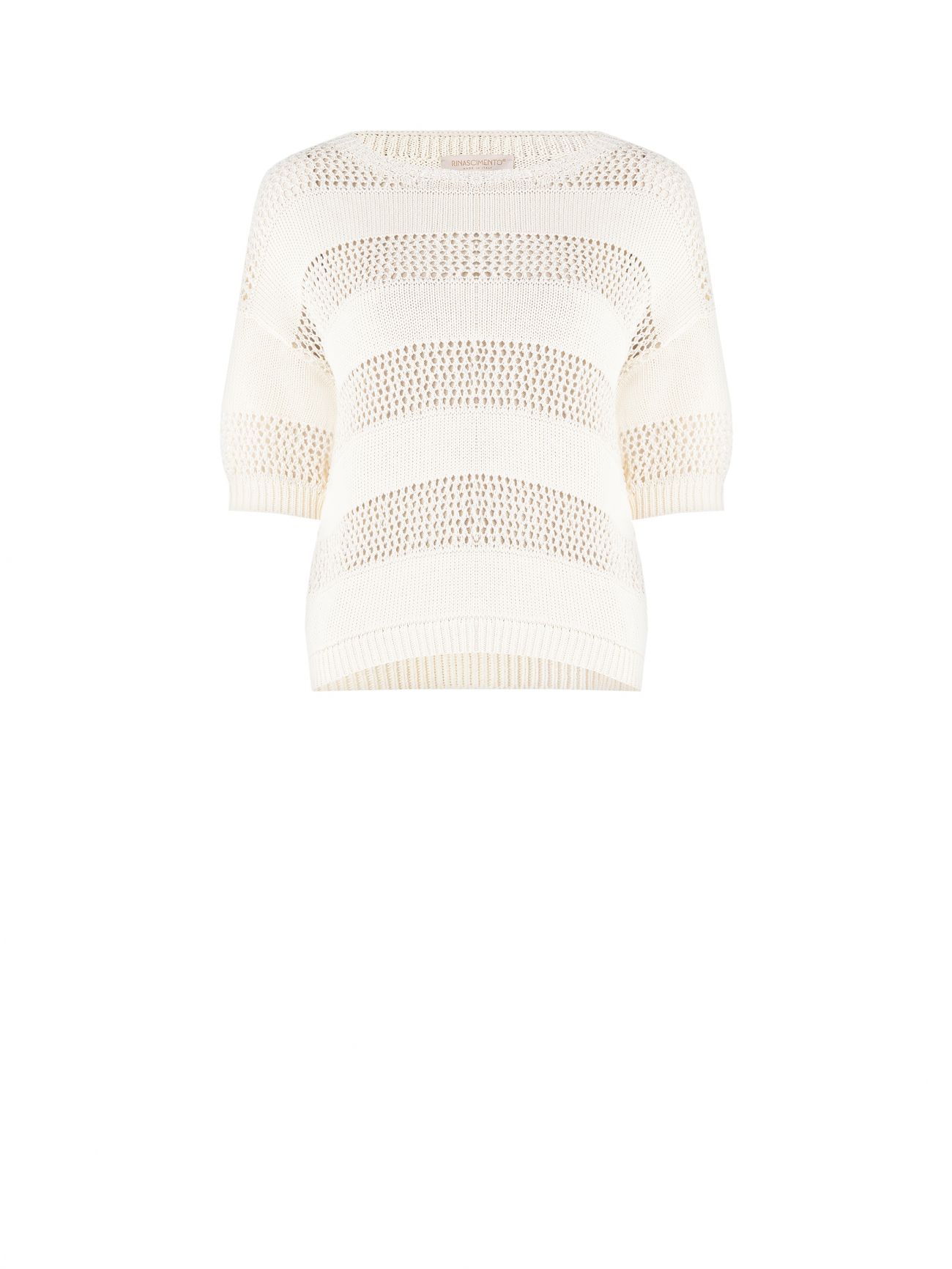 Openwork Knitted Beige T-shirt det_4