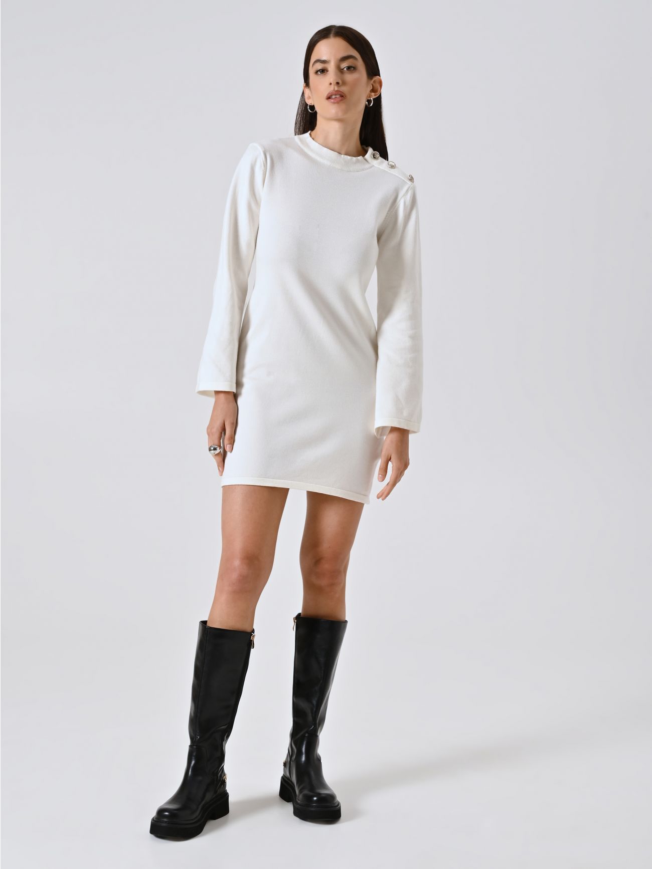 Abito in Maglia Bianco in_i7