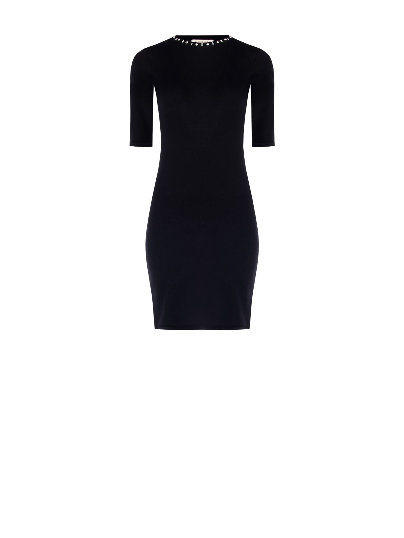 Schwarzes Strickkleid mit Strass det_4