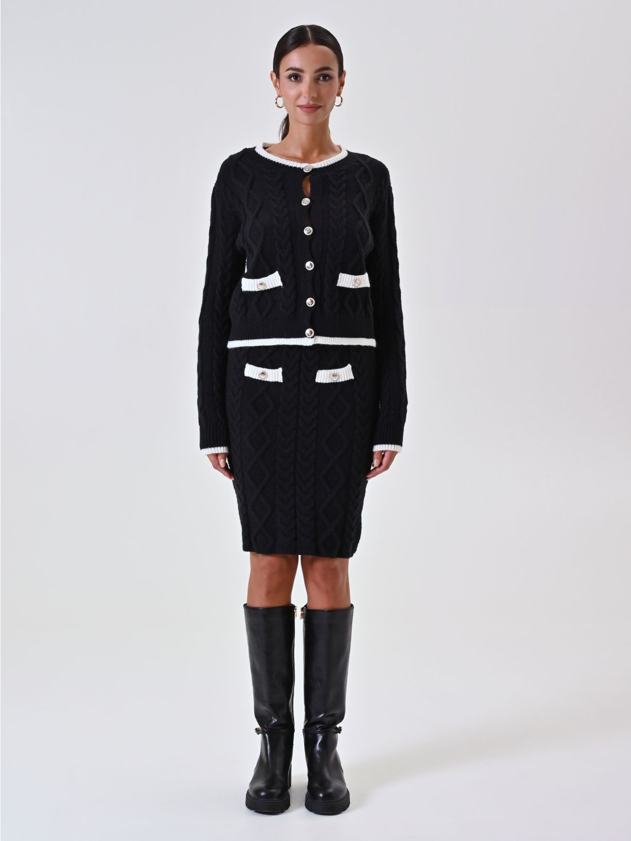 Cardigan Bicolor Trecce  det_1