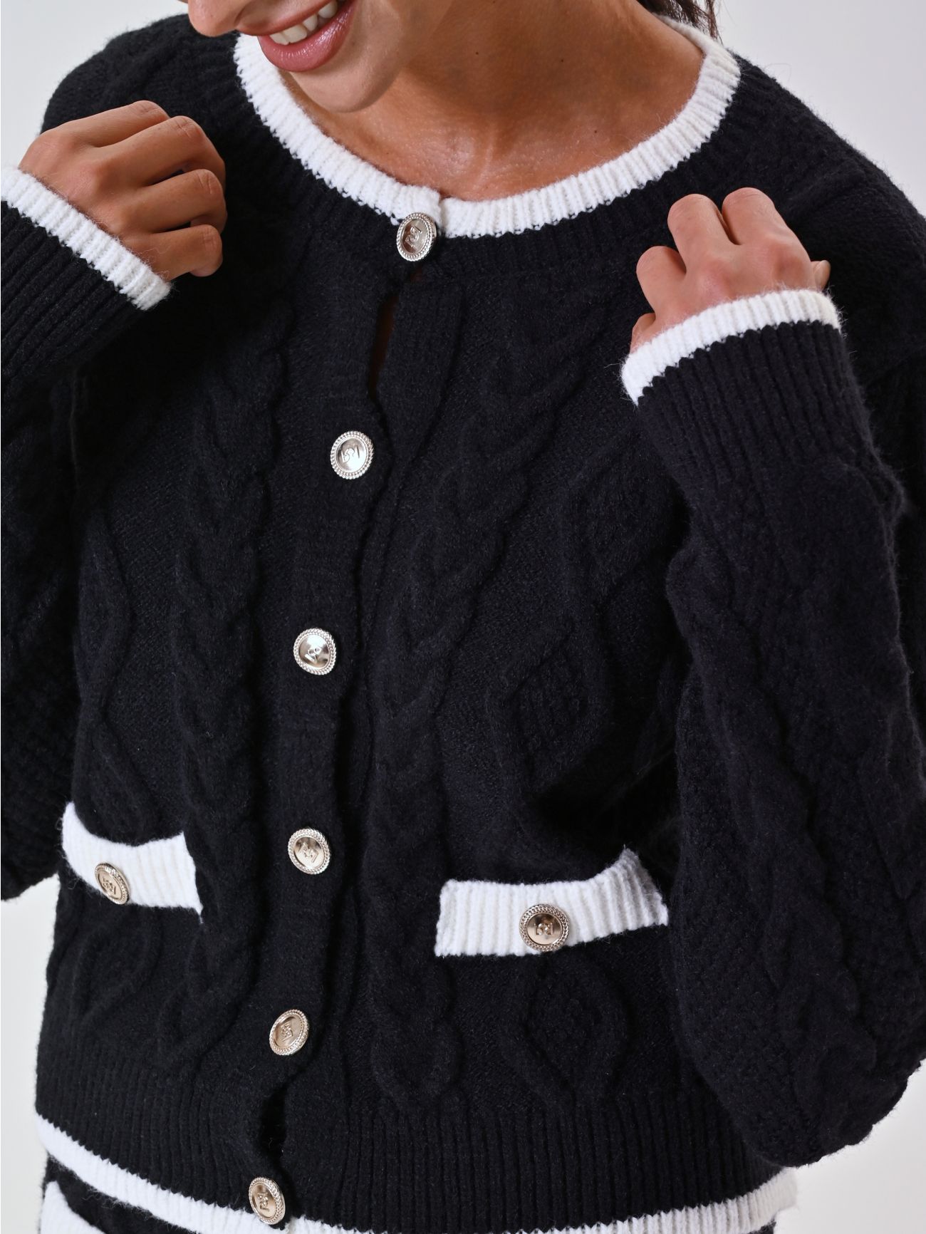 Cardigan Bicolor Trecce  in_i5