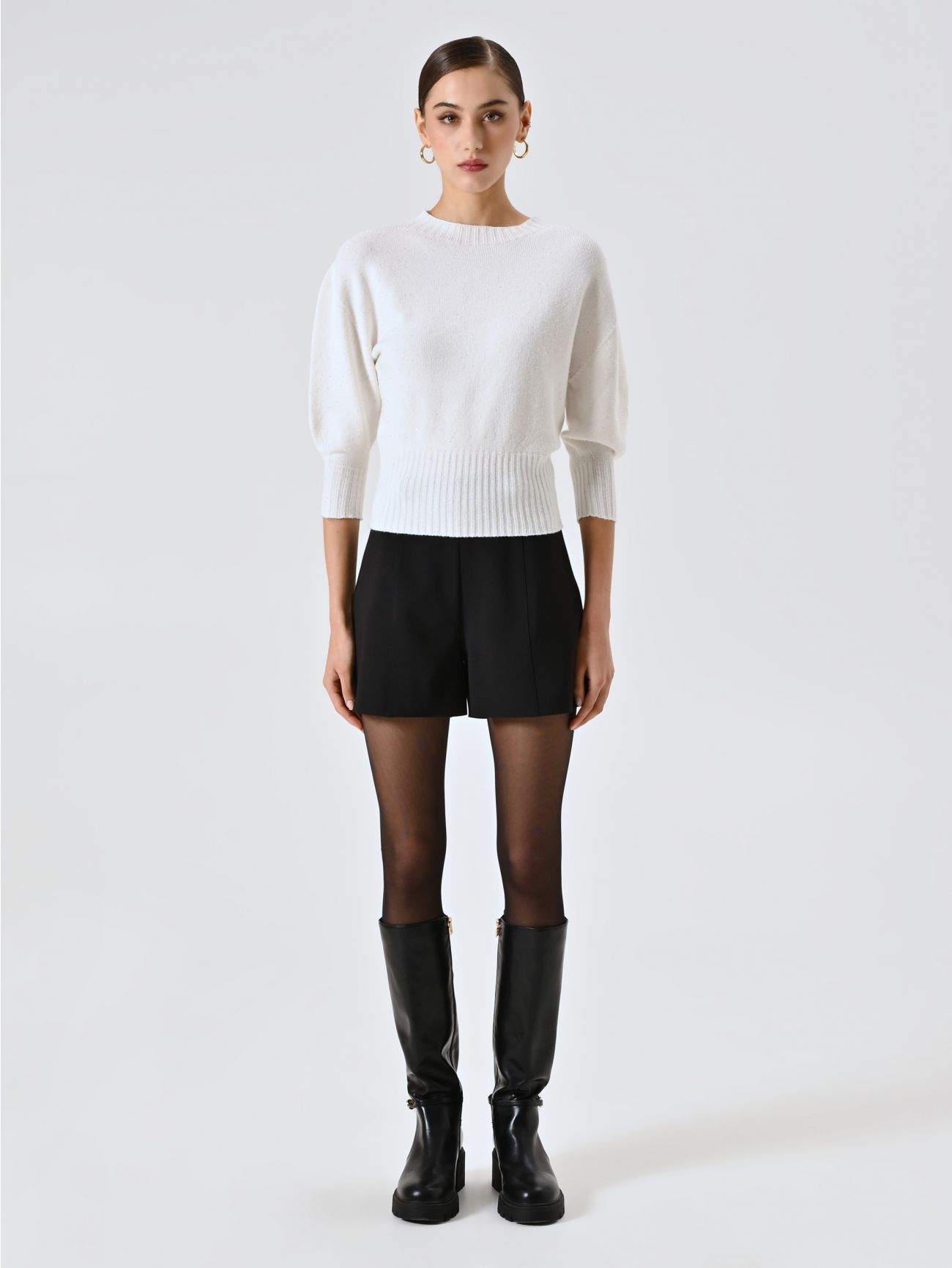 White Sweater with Micro Sequins det_1