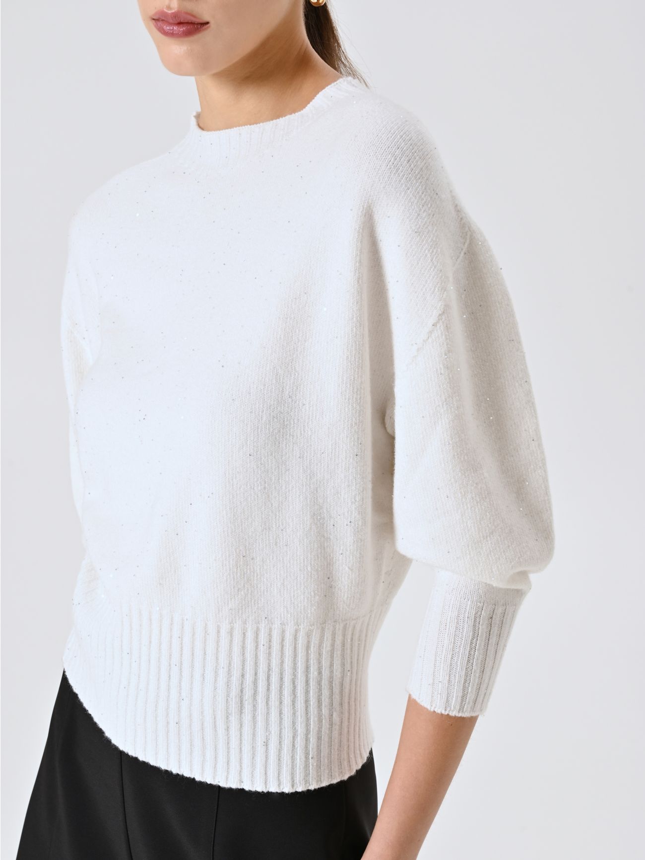 White Sweater with Micro Sequins in_i5
