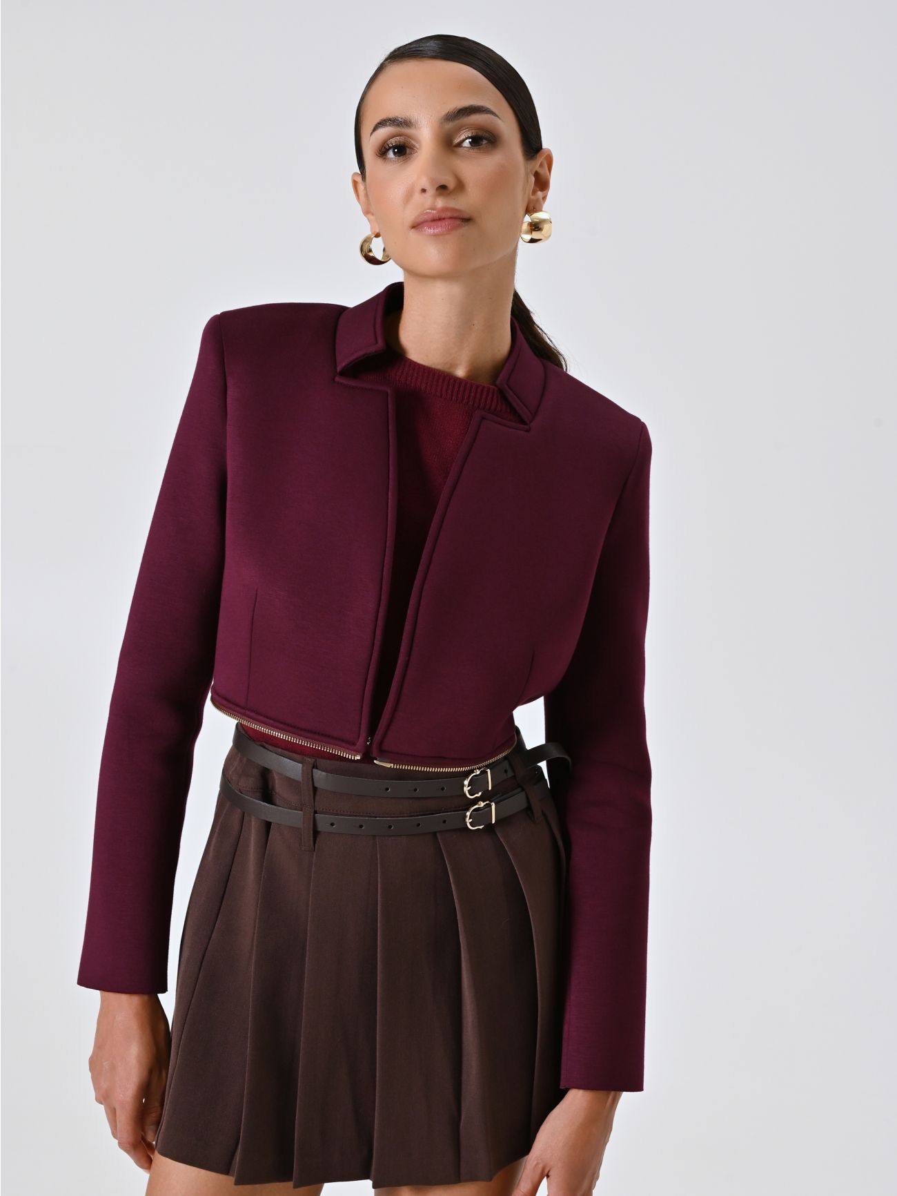 Glatt gestrickter Pullover in Bordeaux in_i4