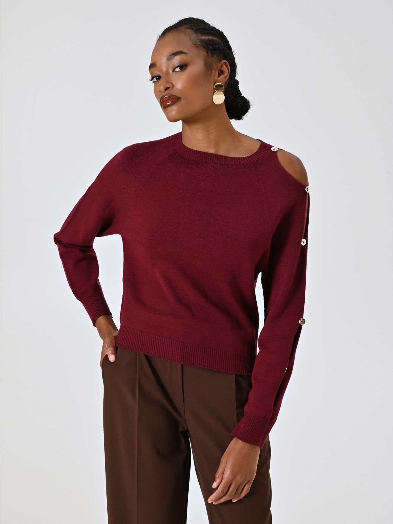 Maglia Rasata Bordeaux  in_i7