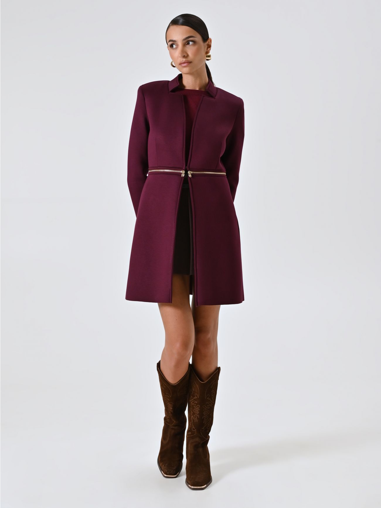 Glatt gestrickter Pullover in Bordeaux in_i7
