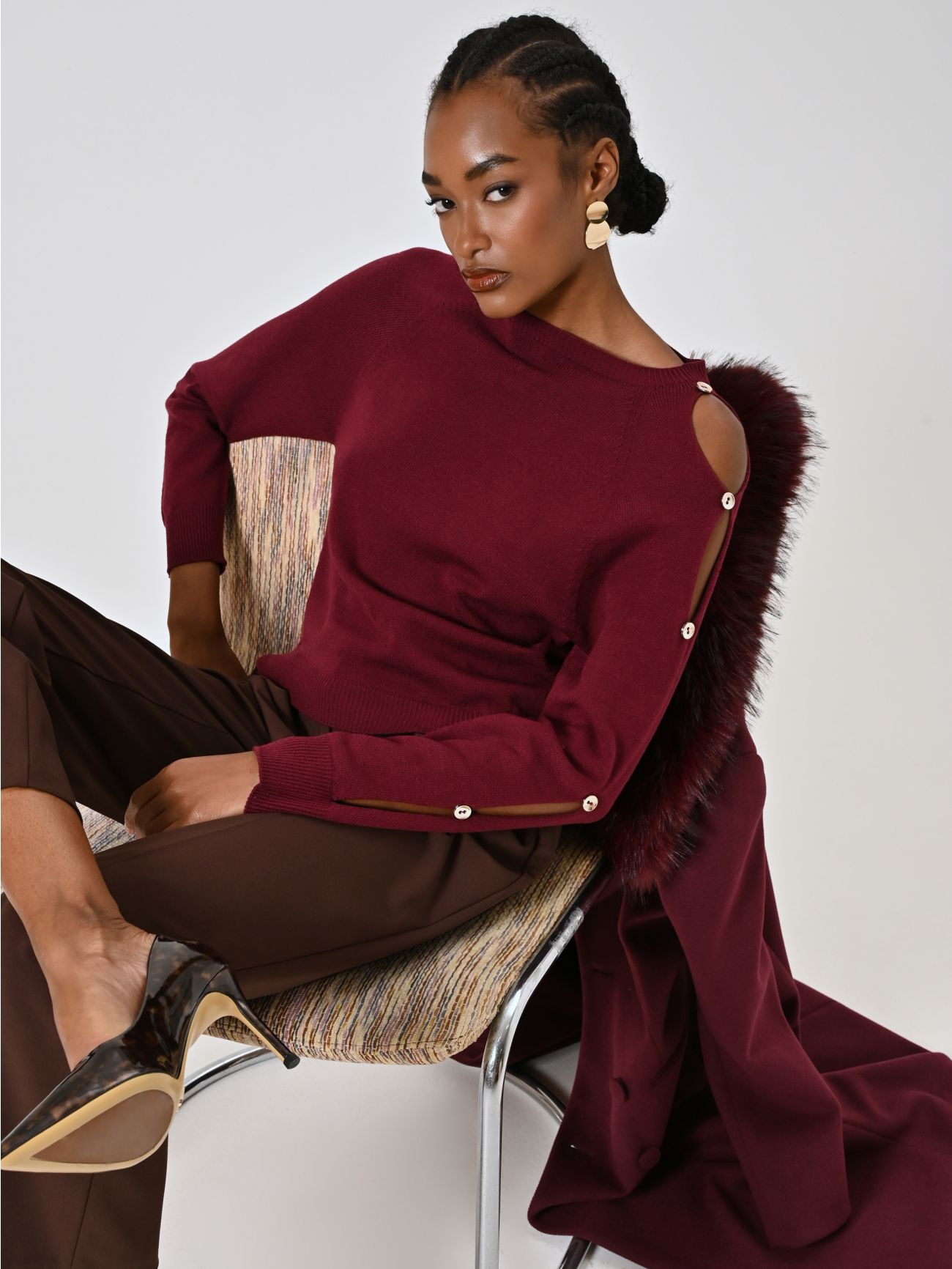 Burgundy Stocking Stitch Jersey  Rinascimento