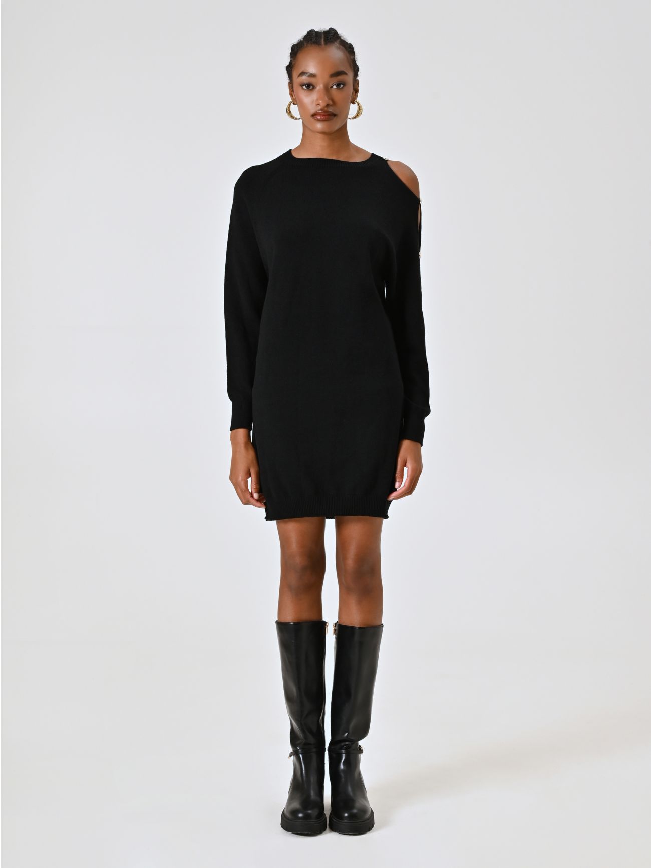 Abito in Maglia Rasata Nero det_1
