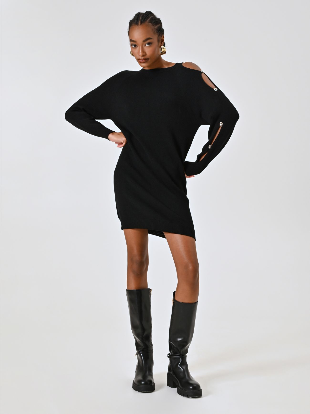 Abito in Maglia Rasata Nero in_i7