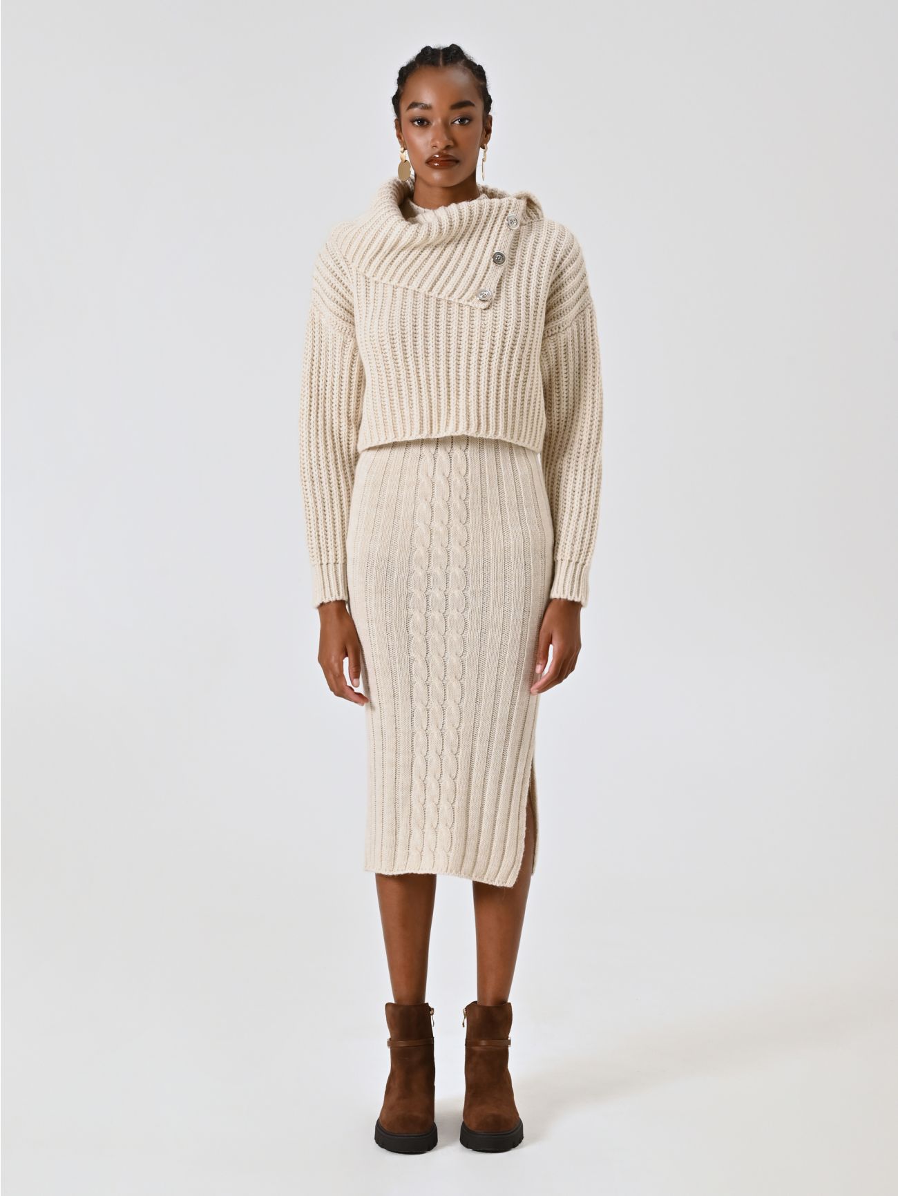 White Cropped English Rib Sweater det_1