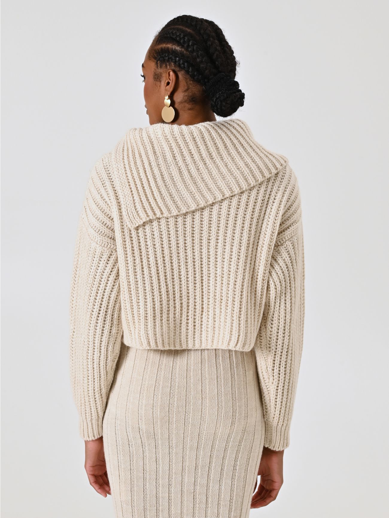 White Cropped English Rib Sweater det_3