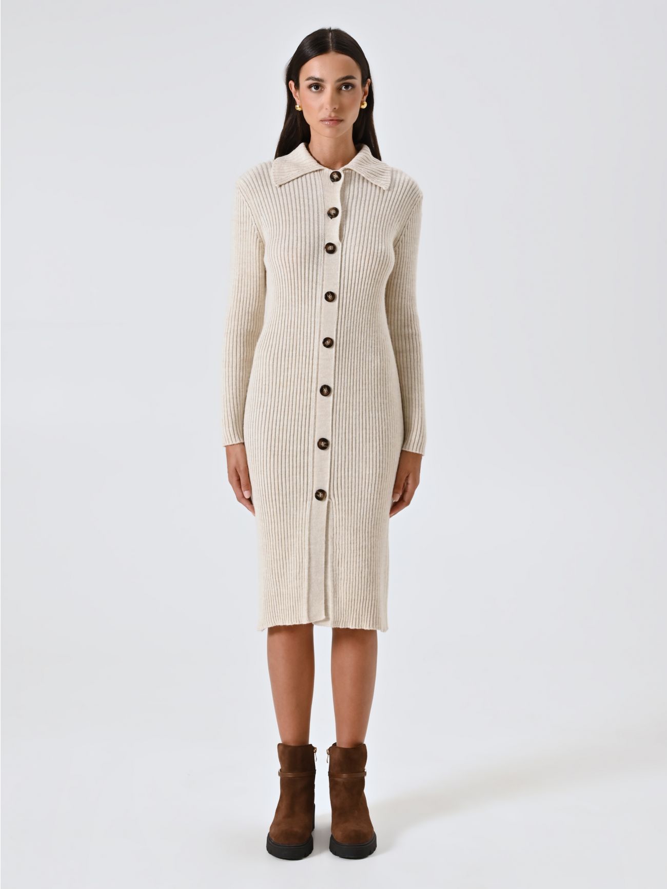 Abito Cardigan Panna in Maglia  det_1