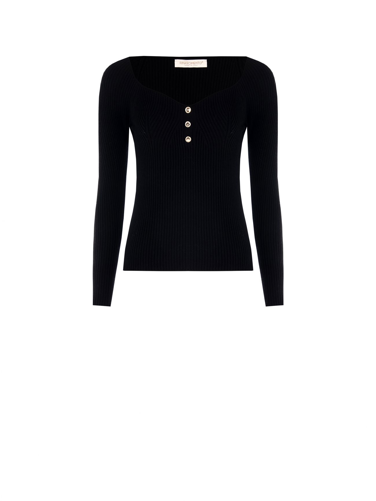 Black Ribbed Knit Sweater det_4
