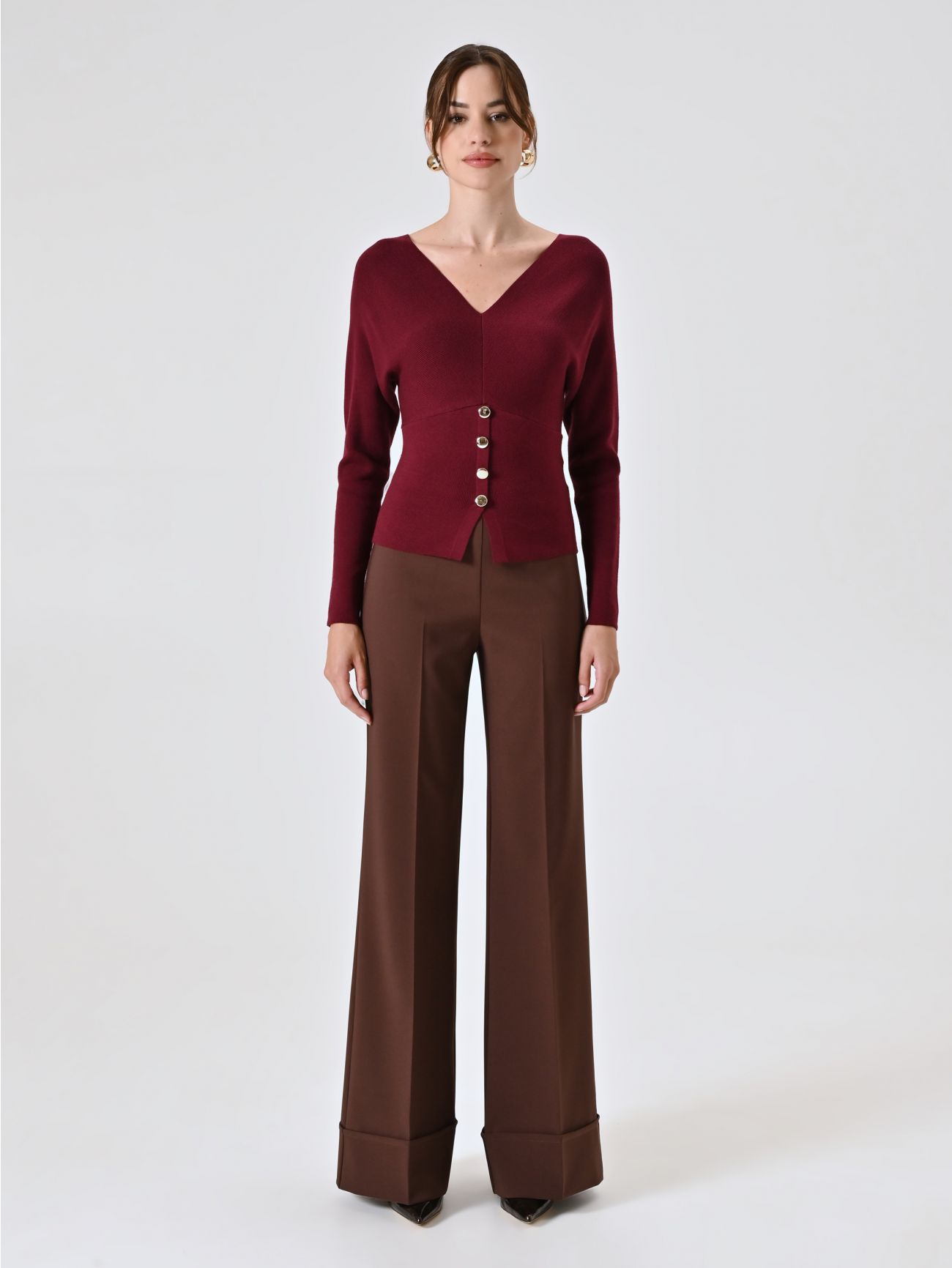 Burgundy V-neck Sweater det_1