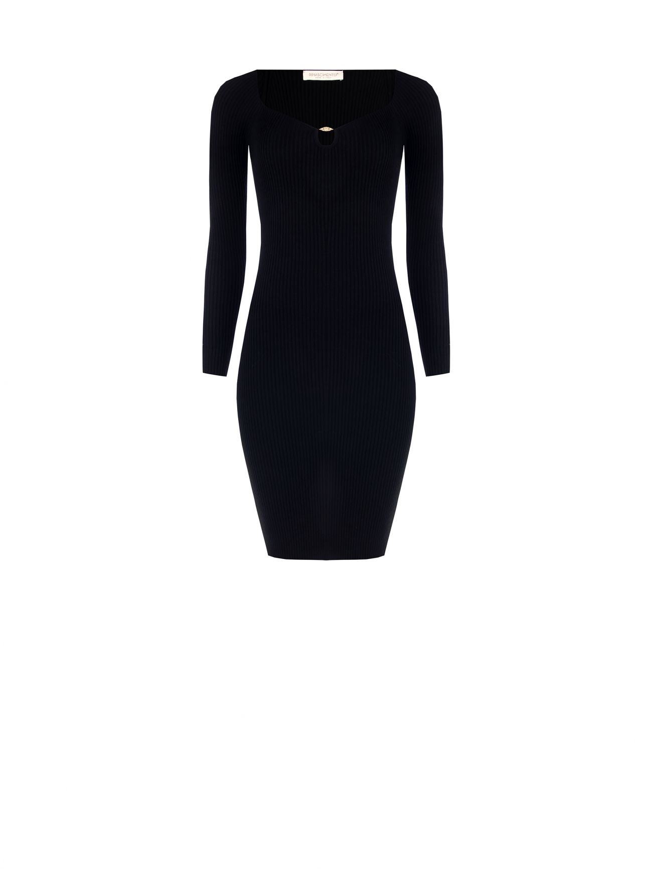 Vestido de punto fino acanalado negro det_4