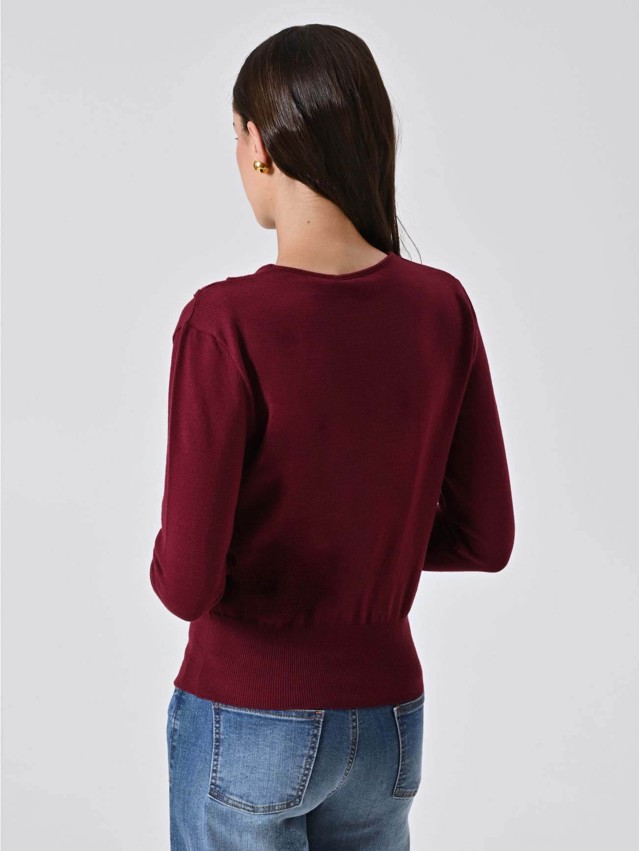 Maglia con Dettaglio Cut Out Bordeaux det_3
