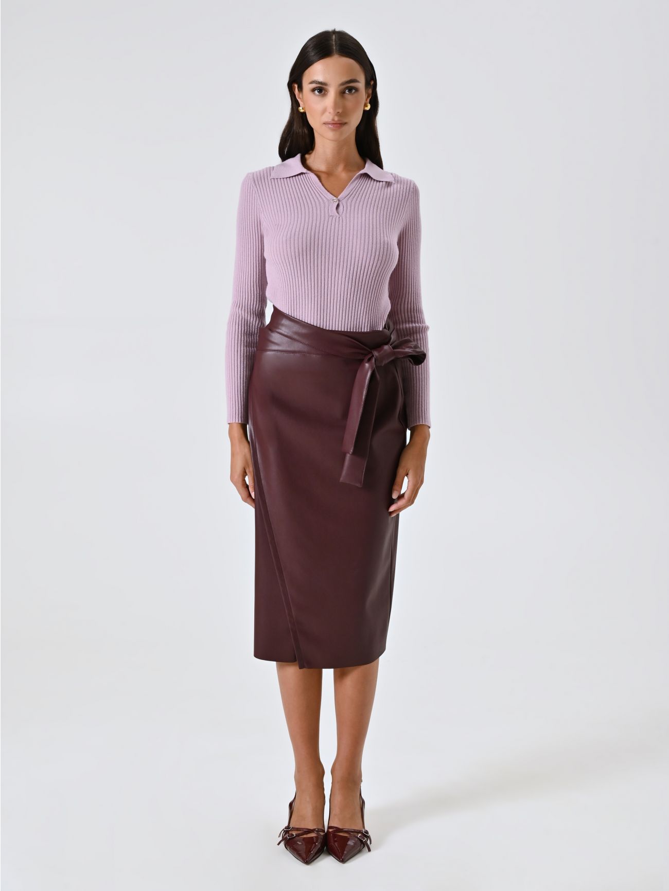 Mauve Pink Knitted Polo Shirt det_1