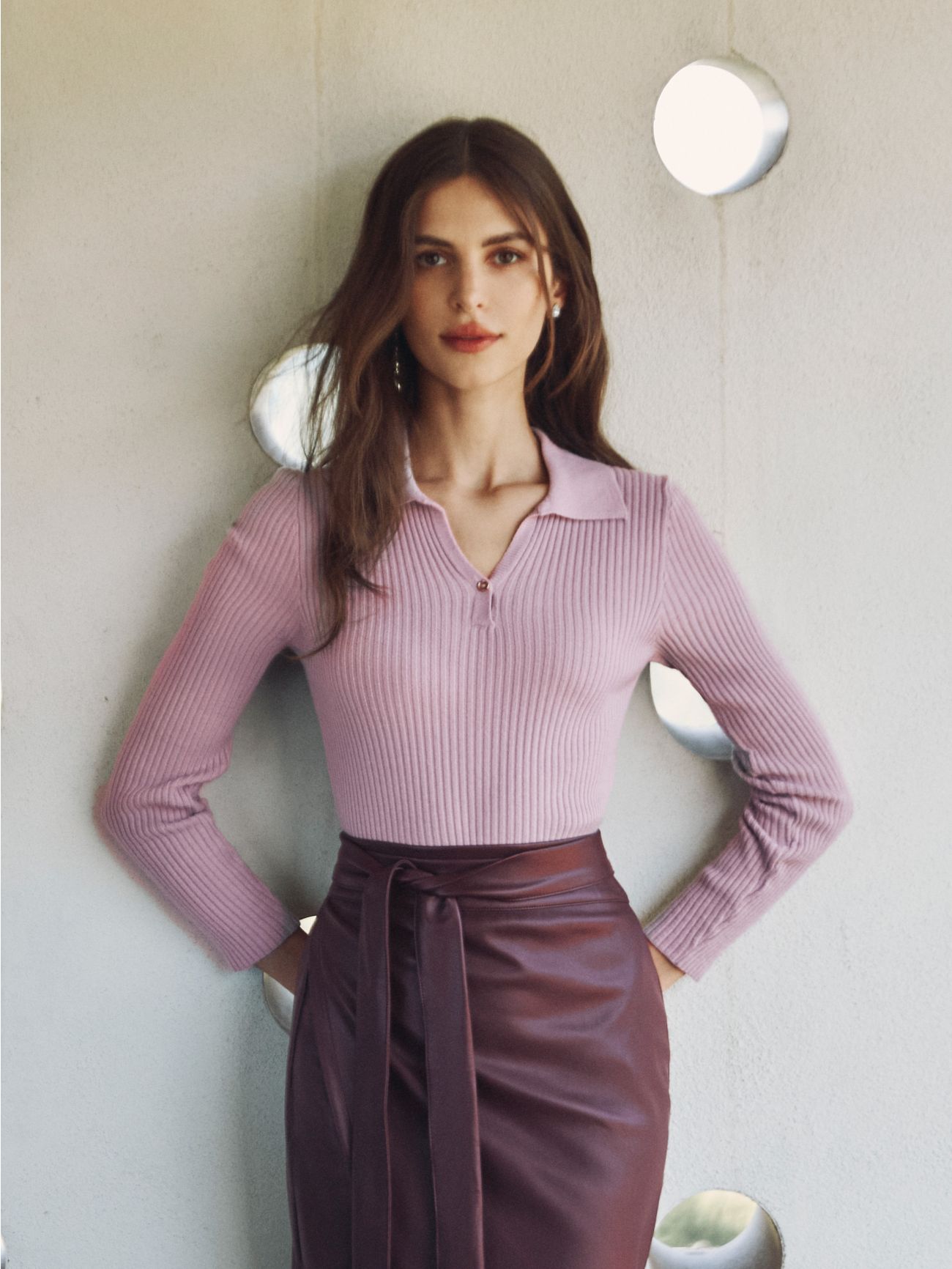 Polo in Maglia Rosa Malva  Rinascimento