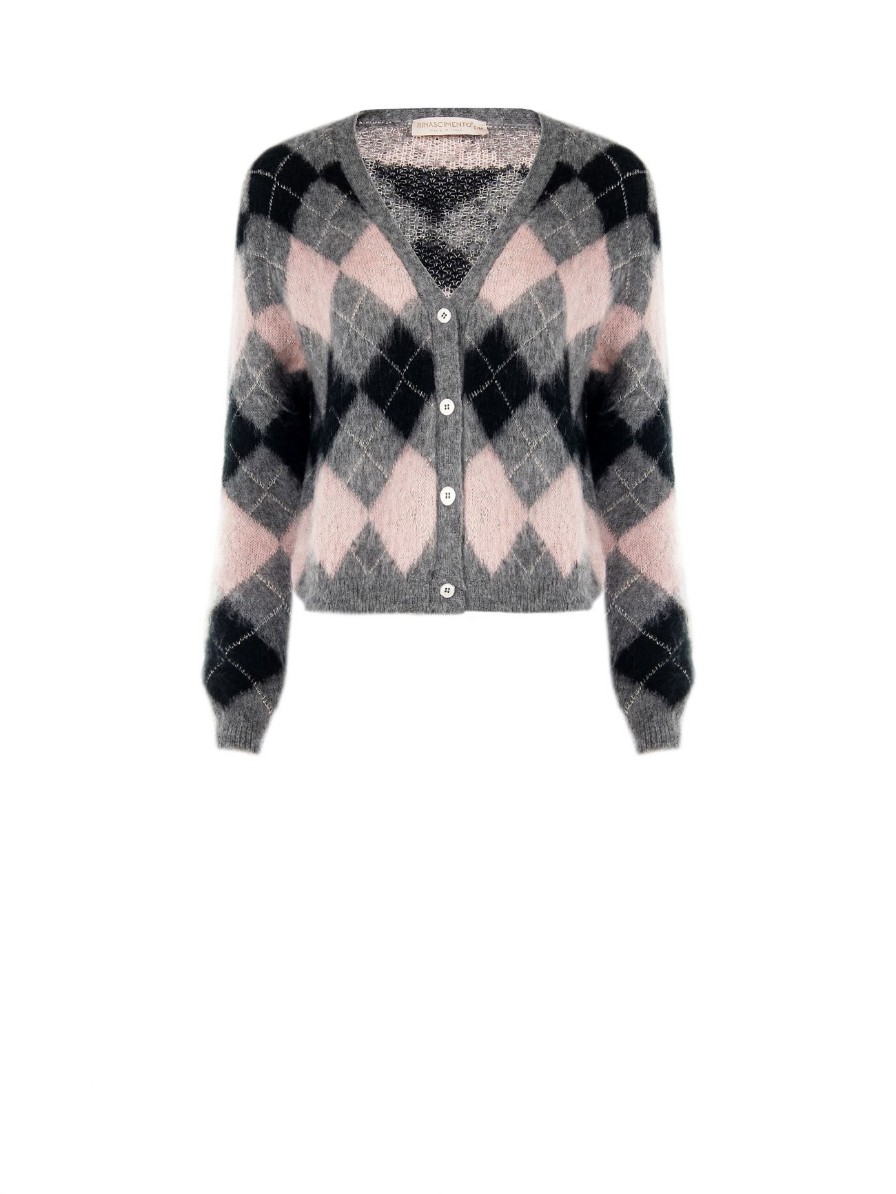 Fluffy Jacquard Diamond Cardigan det_4
