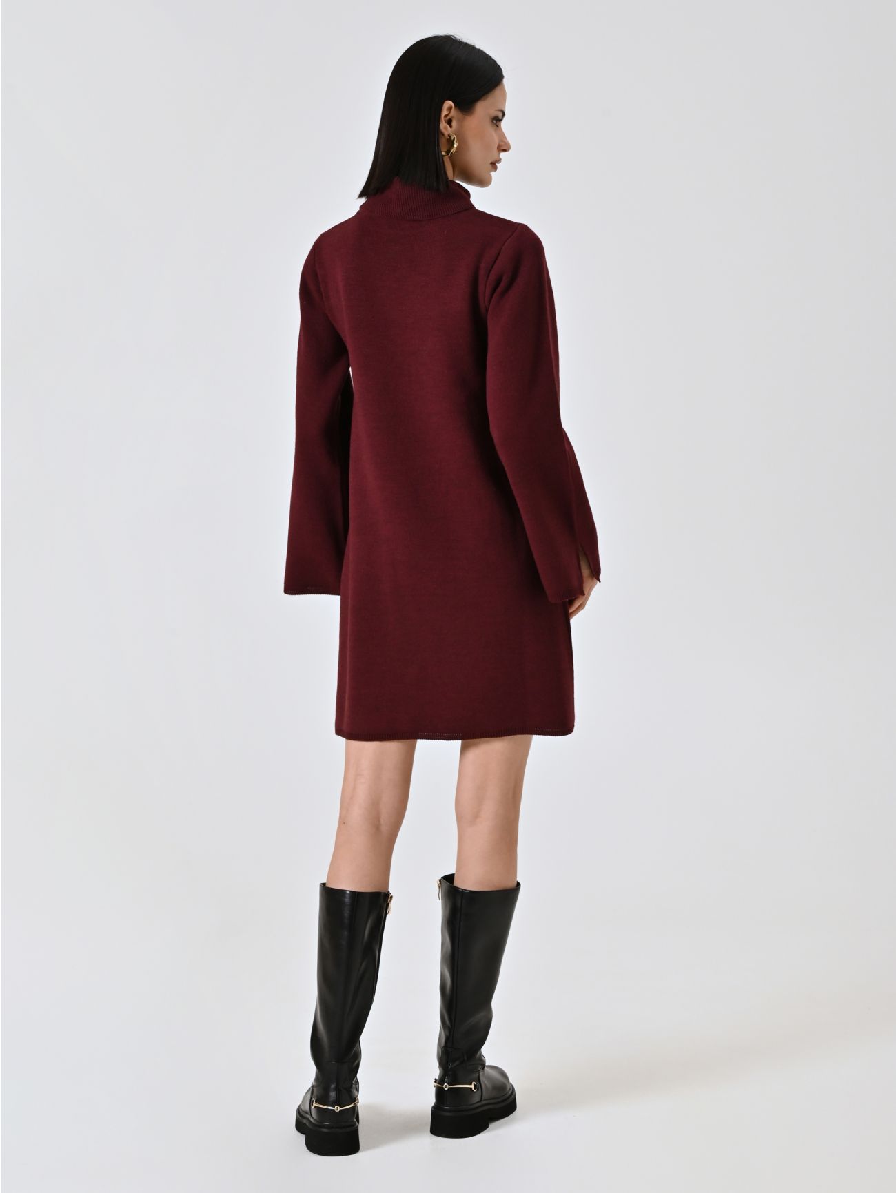 Strickkleid in Bordeaux det_3