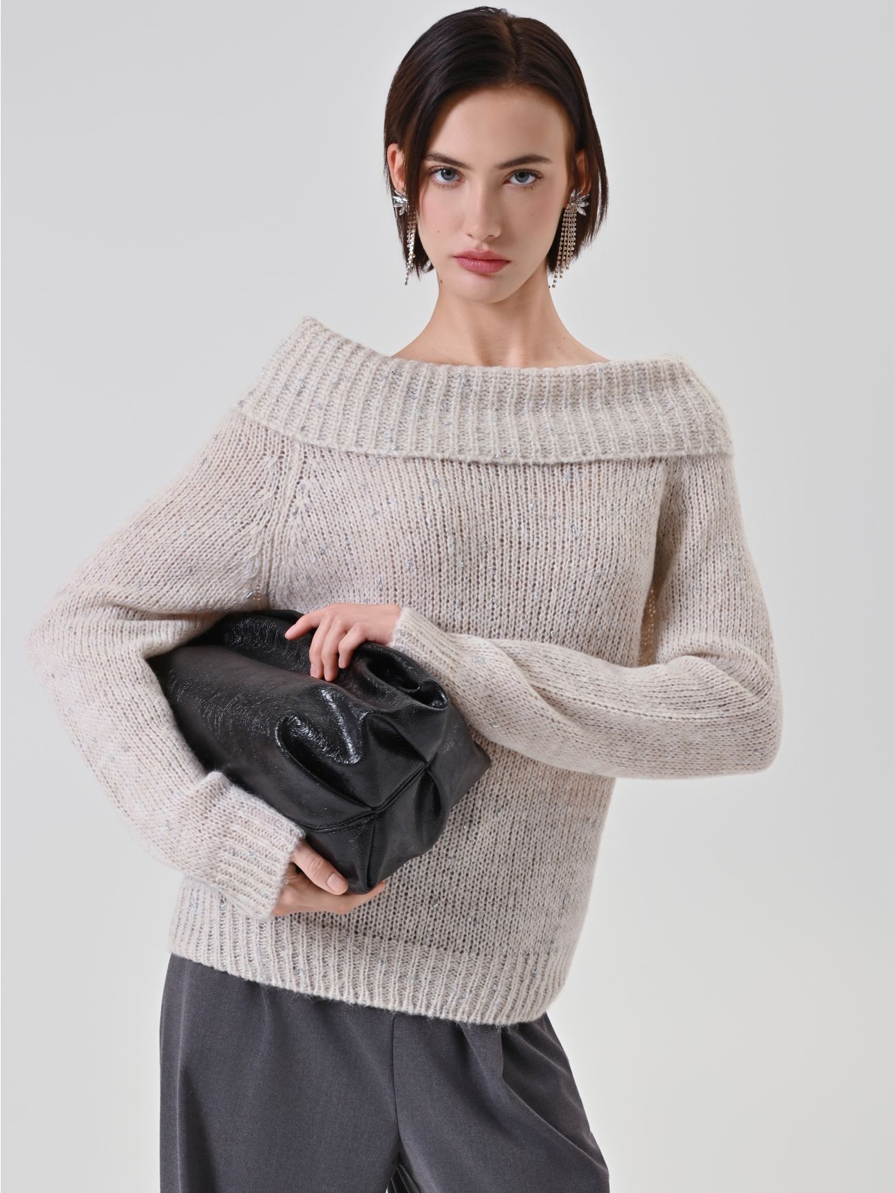 Maglia Bianca misto Lana Viscosa con punti luce  Rinascimento