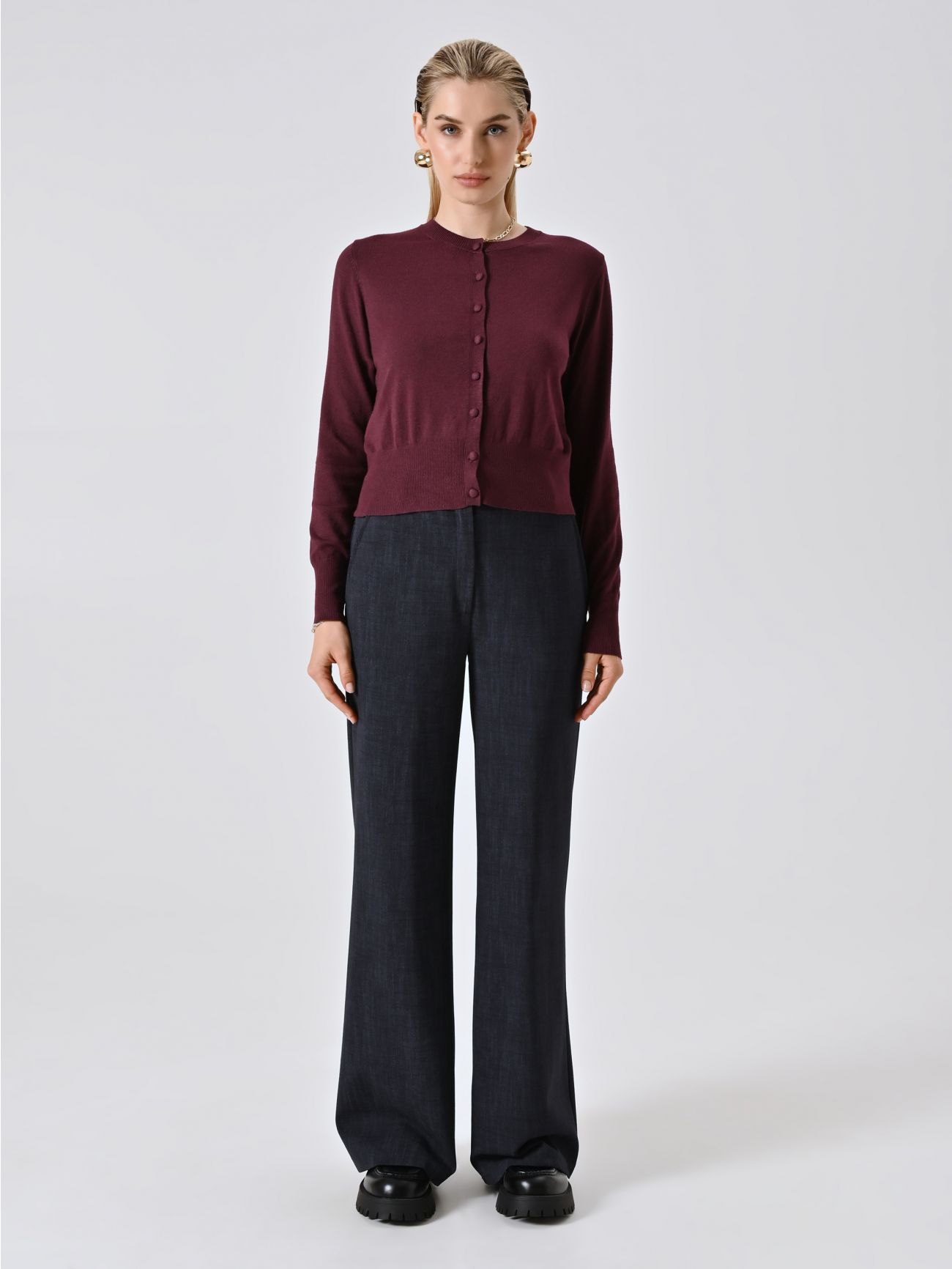 Cardigan Bordeaux in Maglia det_1
