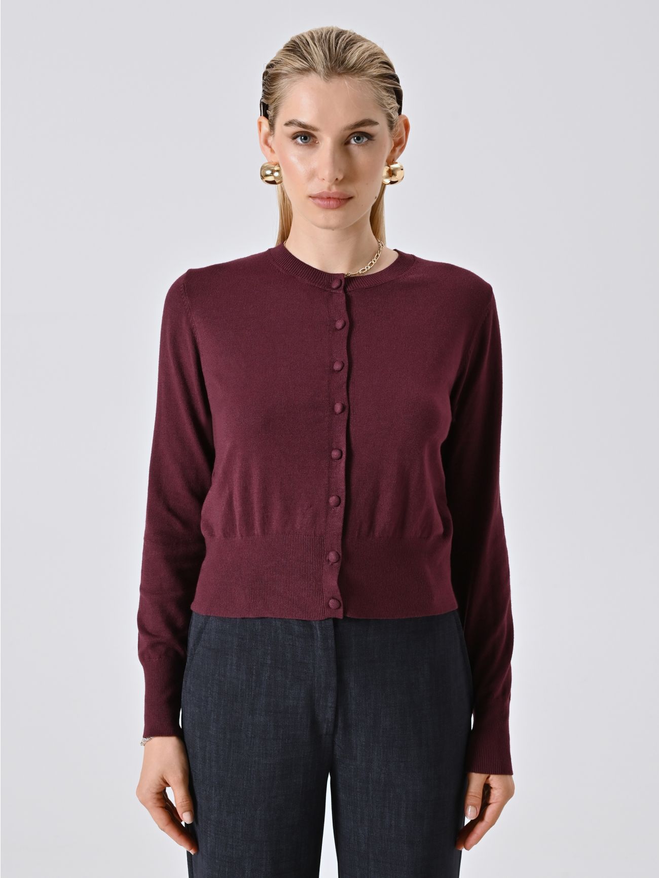 Cardigan Bordeaux in Maglia det_2