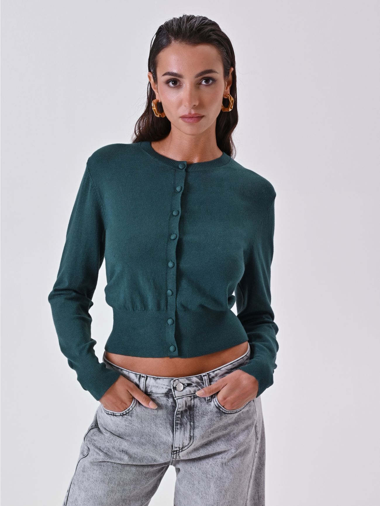 Cardigan Grigio Melange in Maglia in_i7