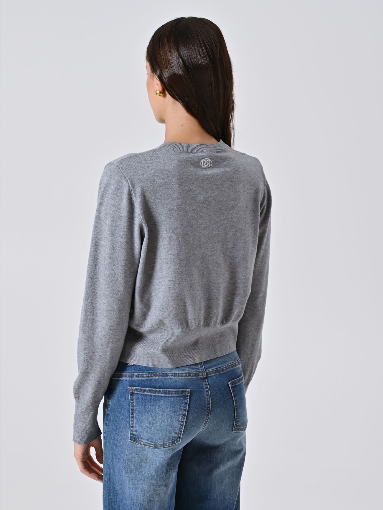 Cardigan Grigio Melange in Maglia det_3