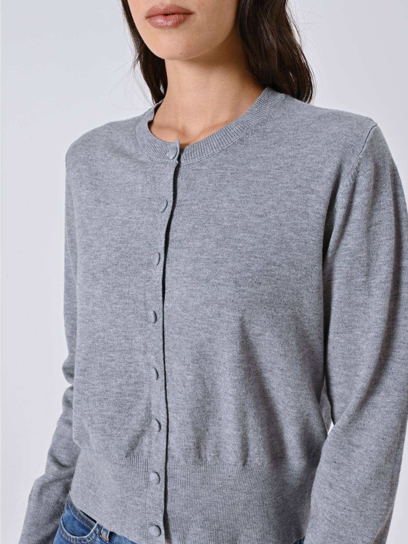Cardigan Grigio Melange in Maglia in_i5