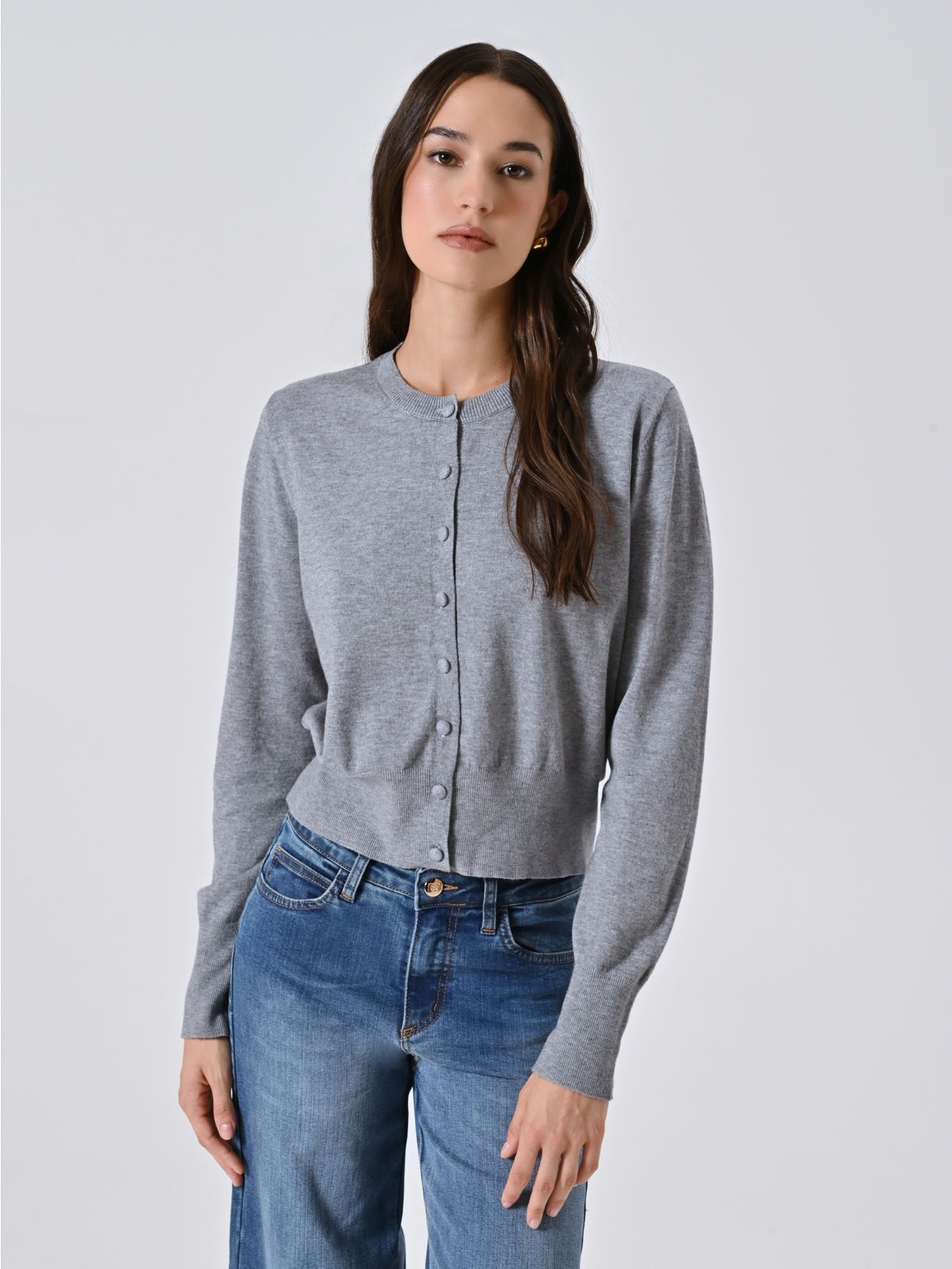 Cardigan Grigio Melange in Maglia in_i7