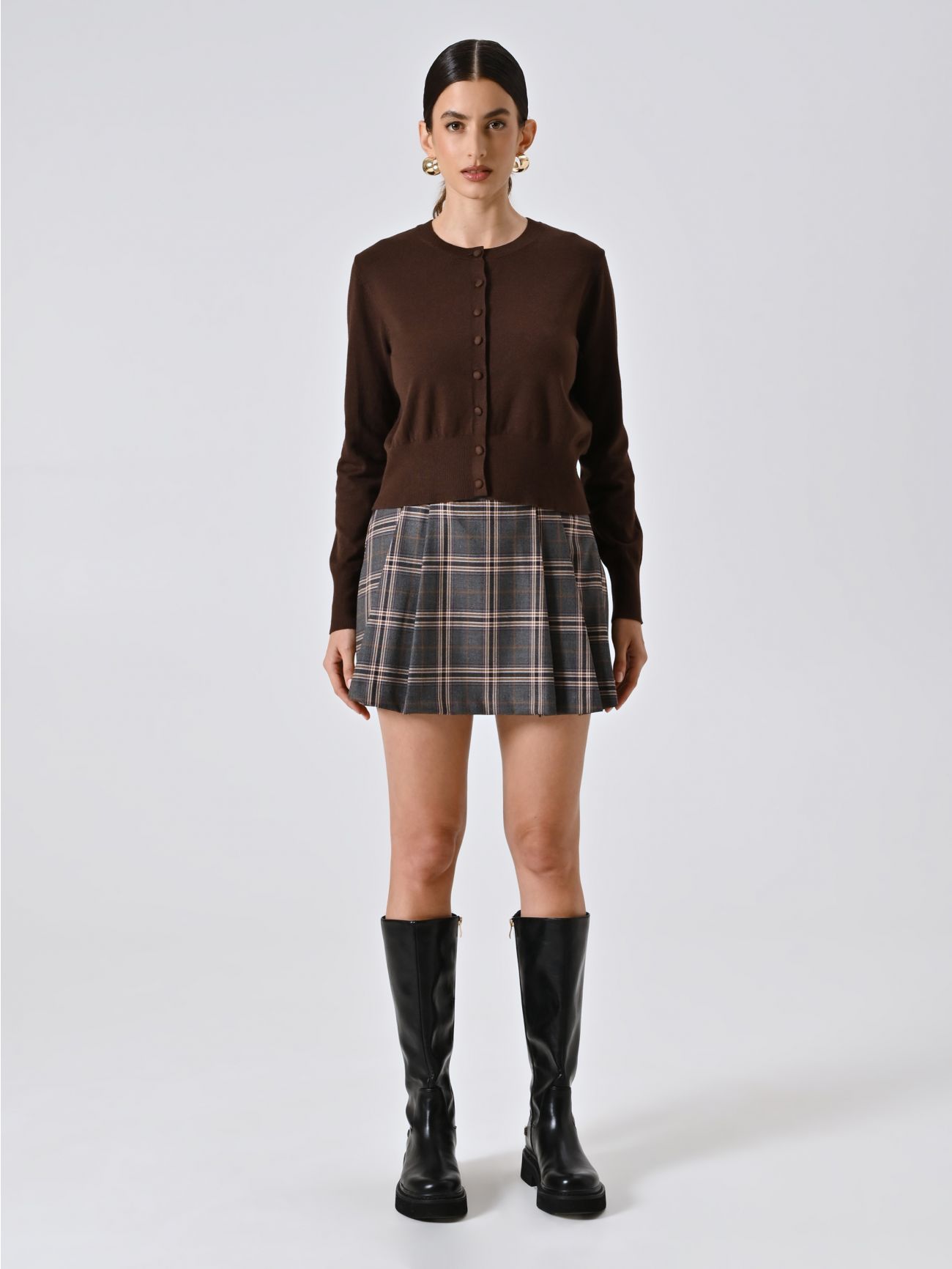 Cardigan Marrone Cioccolato in Maglia det_1